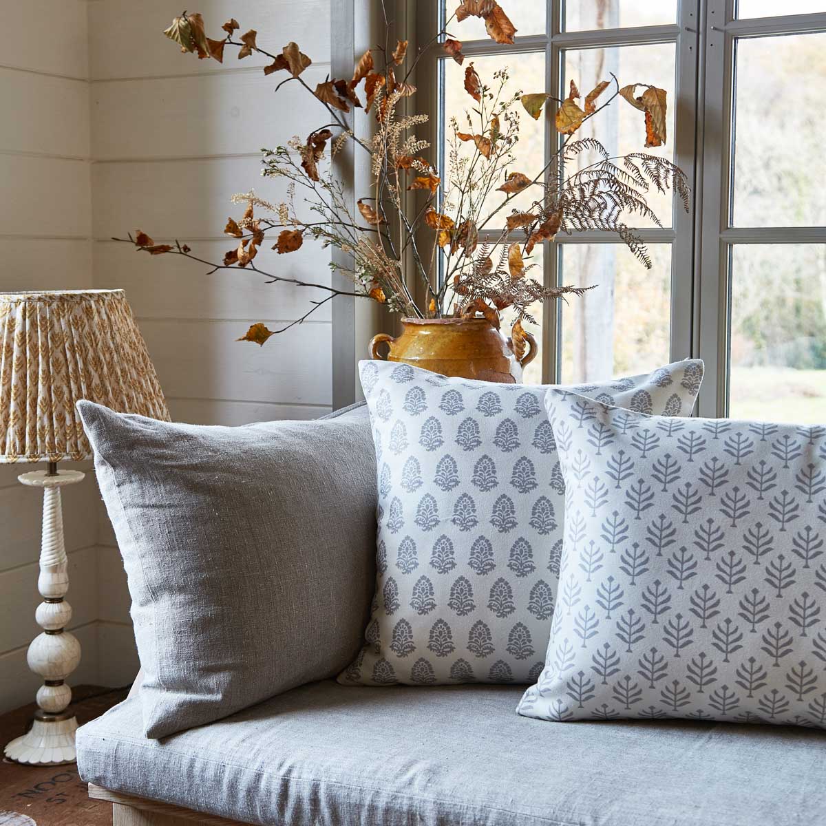Fern Dove Grey Canvas Cushion