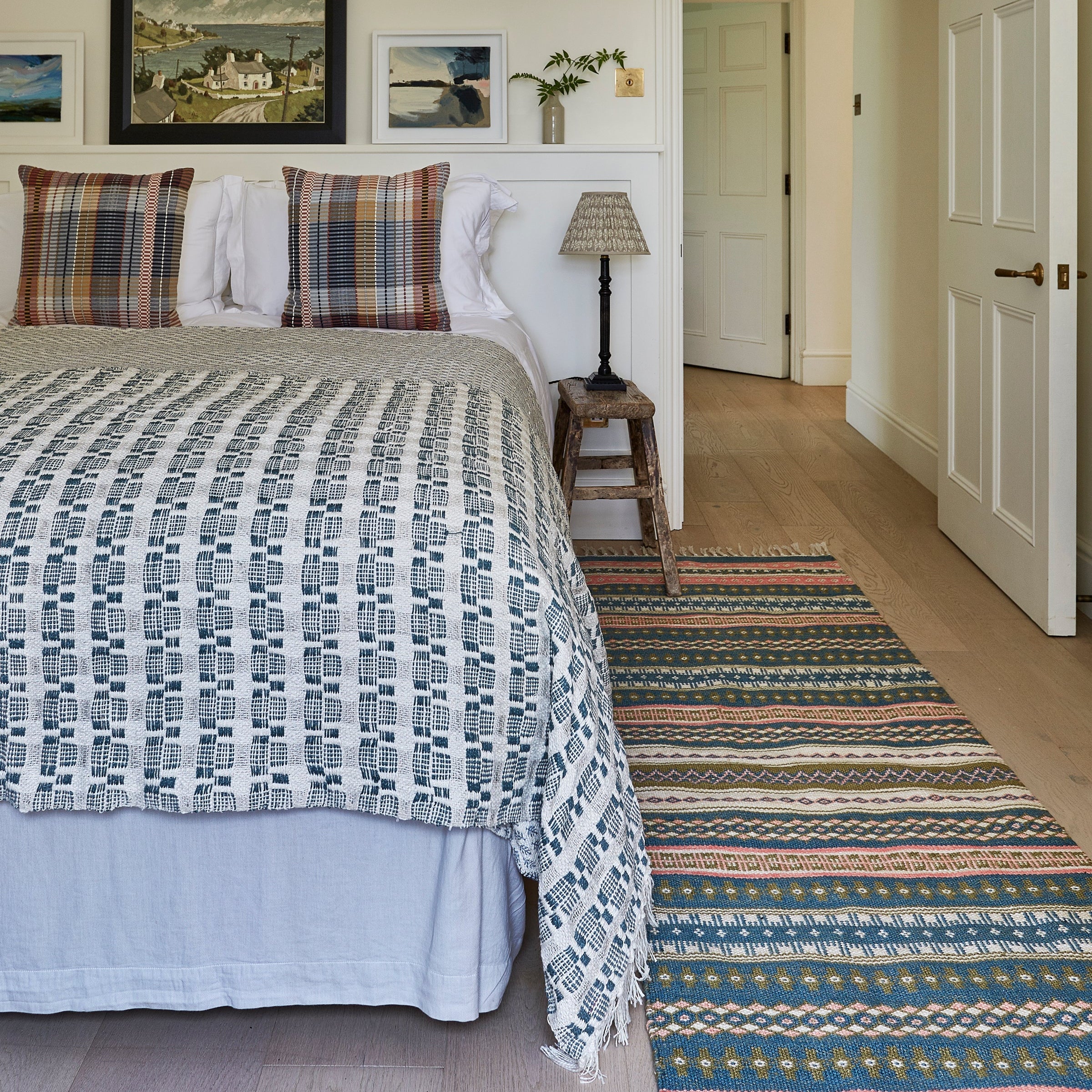 Chequerboard Navy Throw