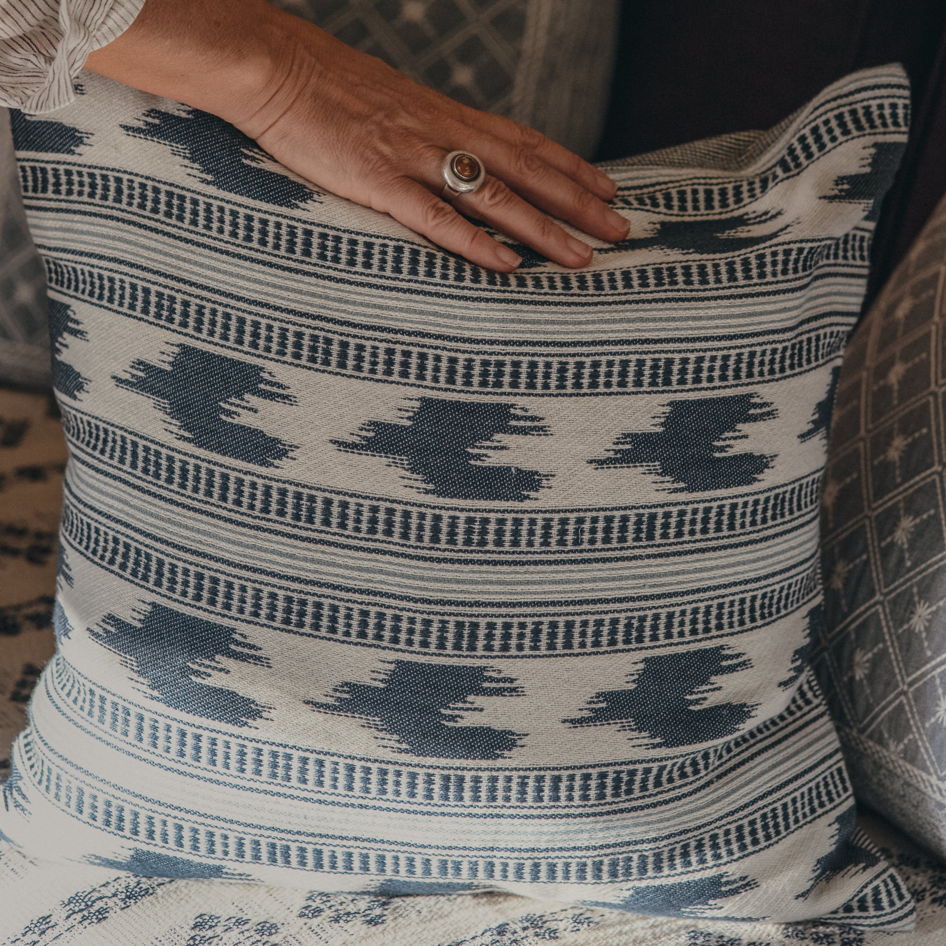 Ikat Stripe Indigo Cushion