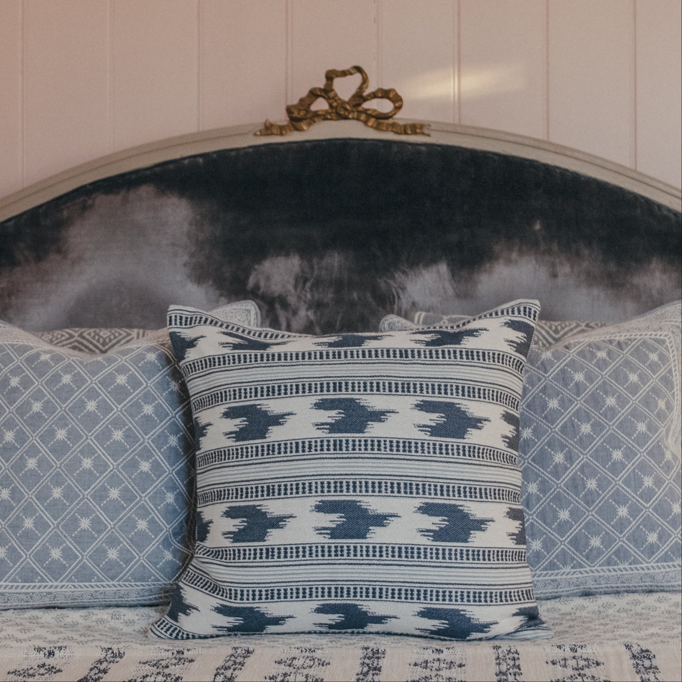 Ikat Stripe Indigo Cushion