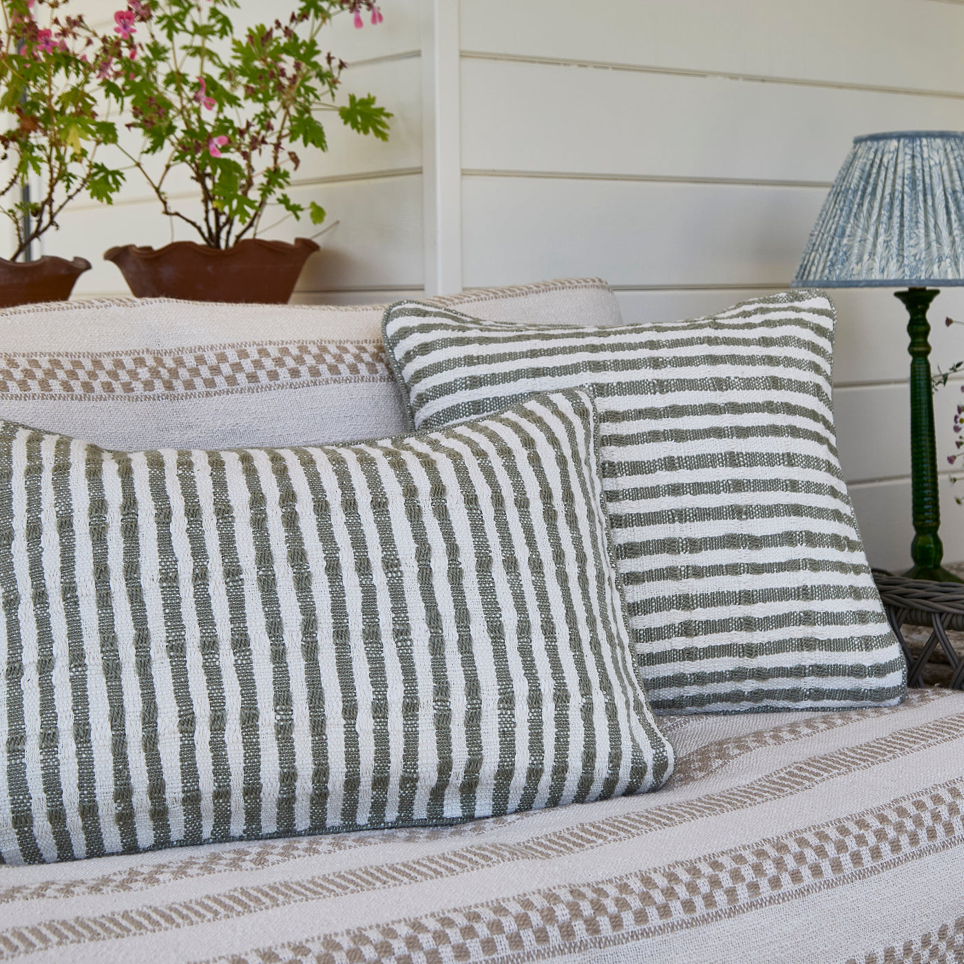 Breton Stripe Eucalyptus Cushion