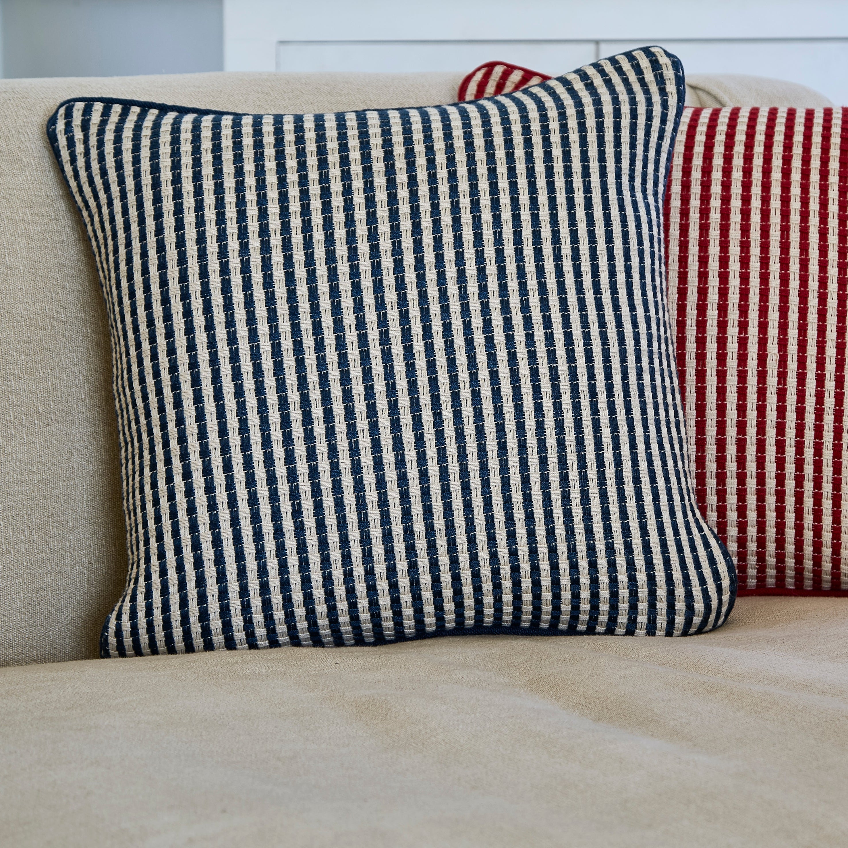 Pinstripe Navy Cushion