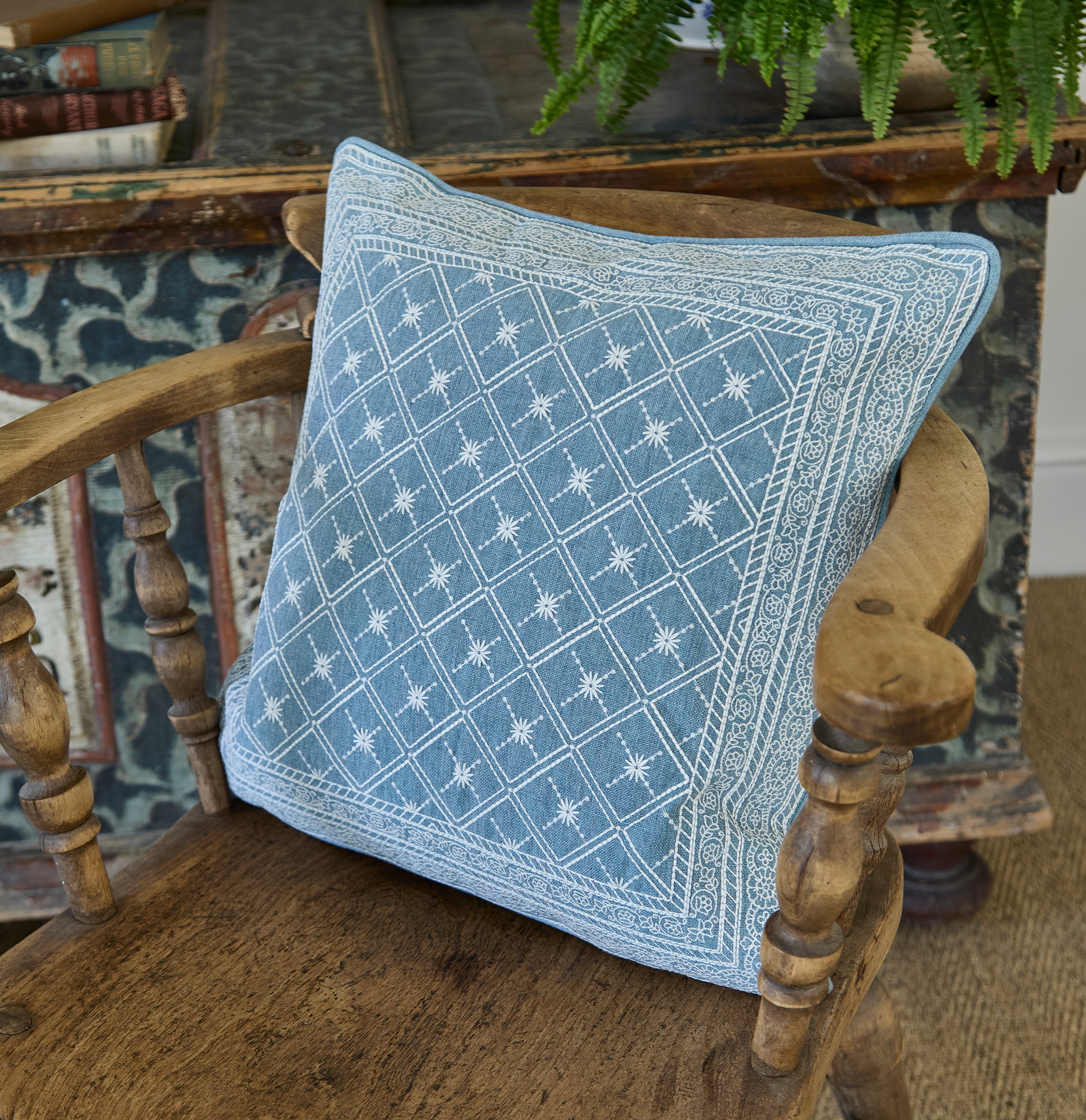 Lucknow Star Halcyon Blue Cushion