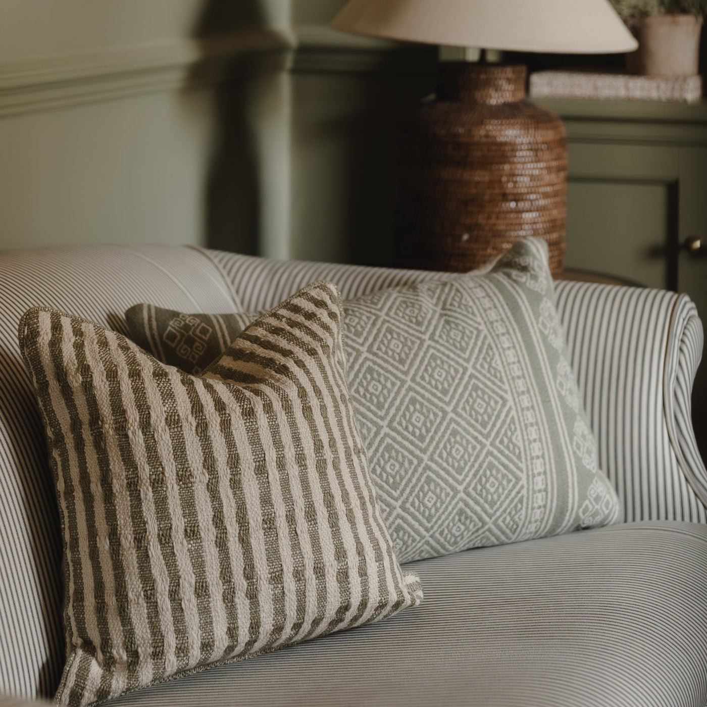 Breton Stripe Eucalyptus Cushion