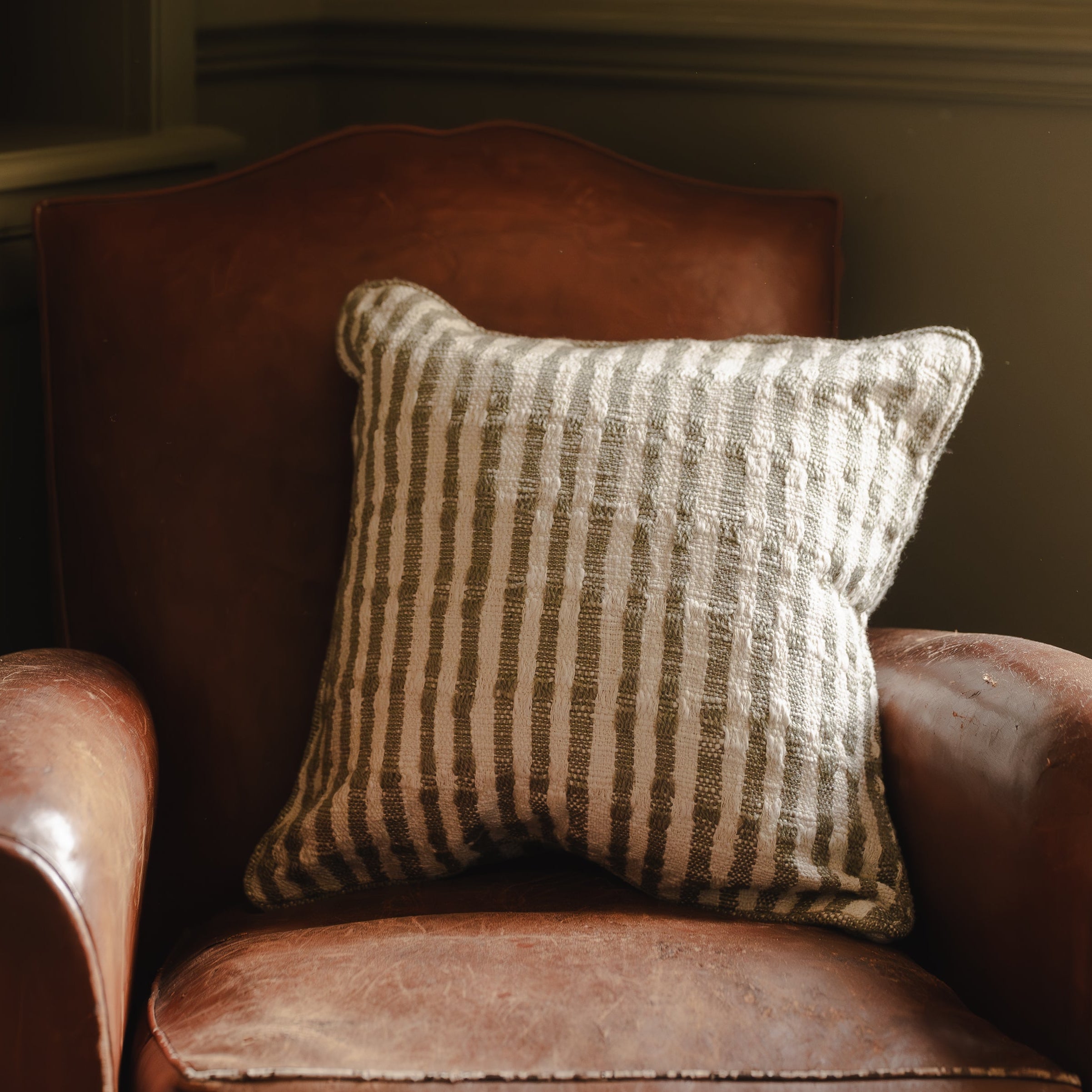 Breton Stripe Eucalyptus Cushion