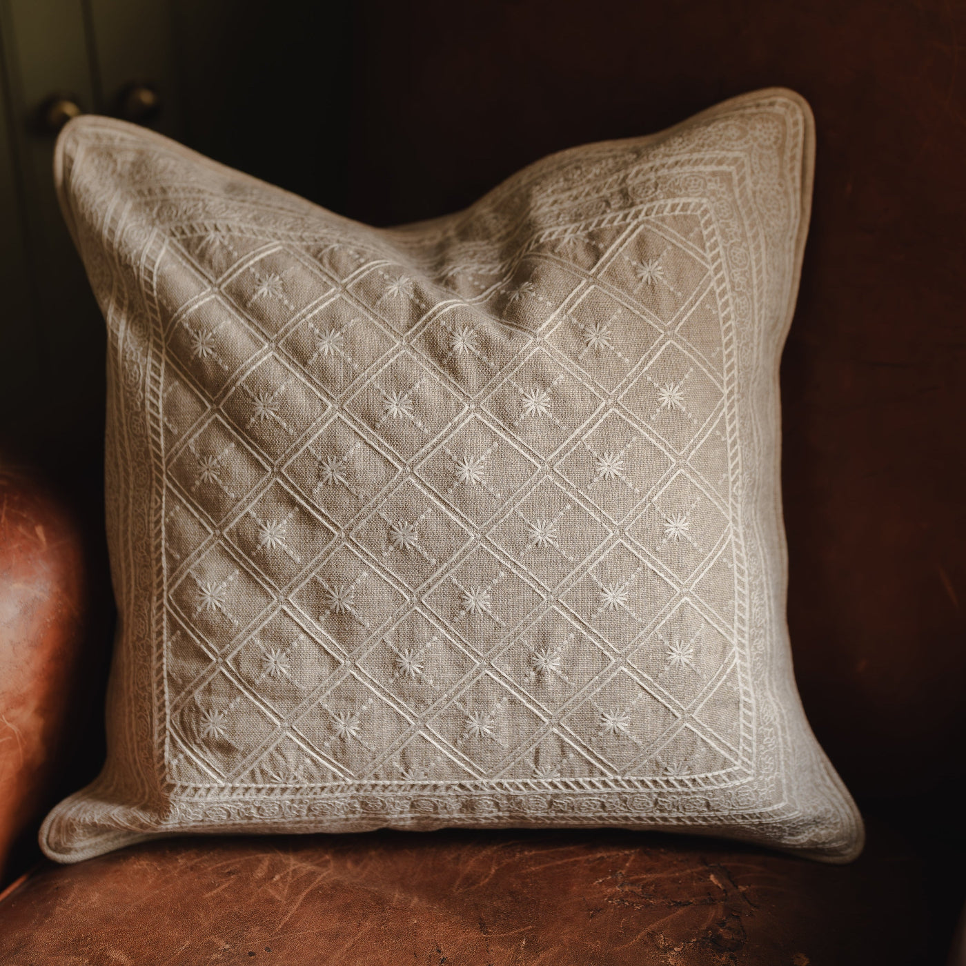 Lucknow Star Natural Flax Cushion