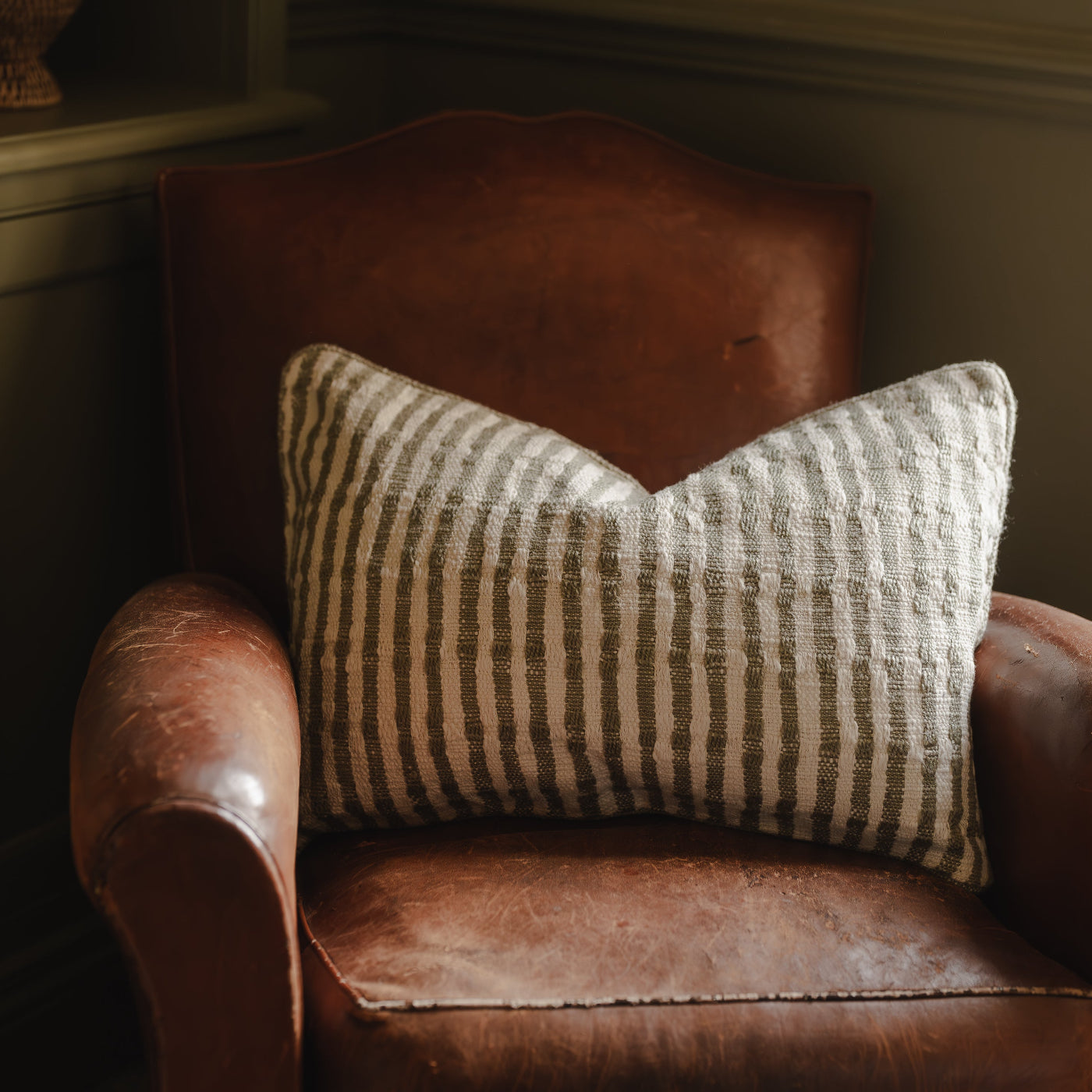 Breton Stripe Eucalyptus Cushion