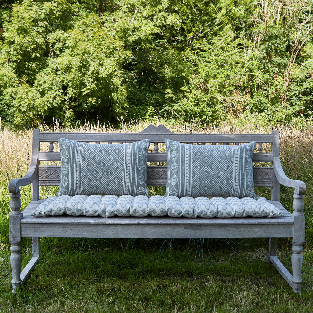 Acorn Dove Grey Bench Cushion Washable Recycled Weaver Green