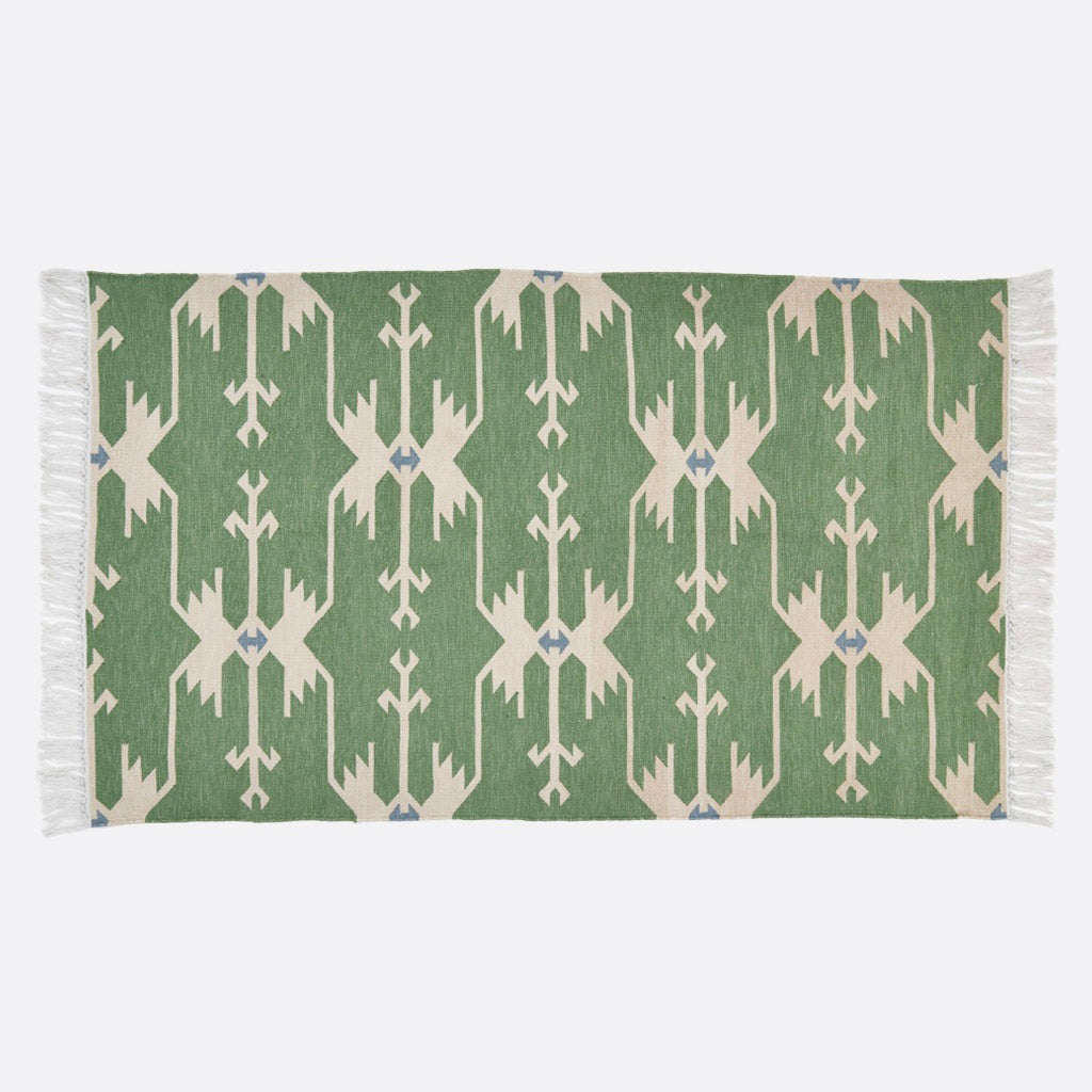 green patterned rug