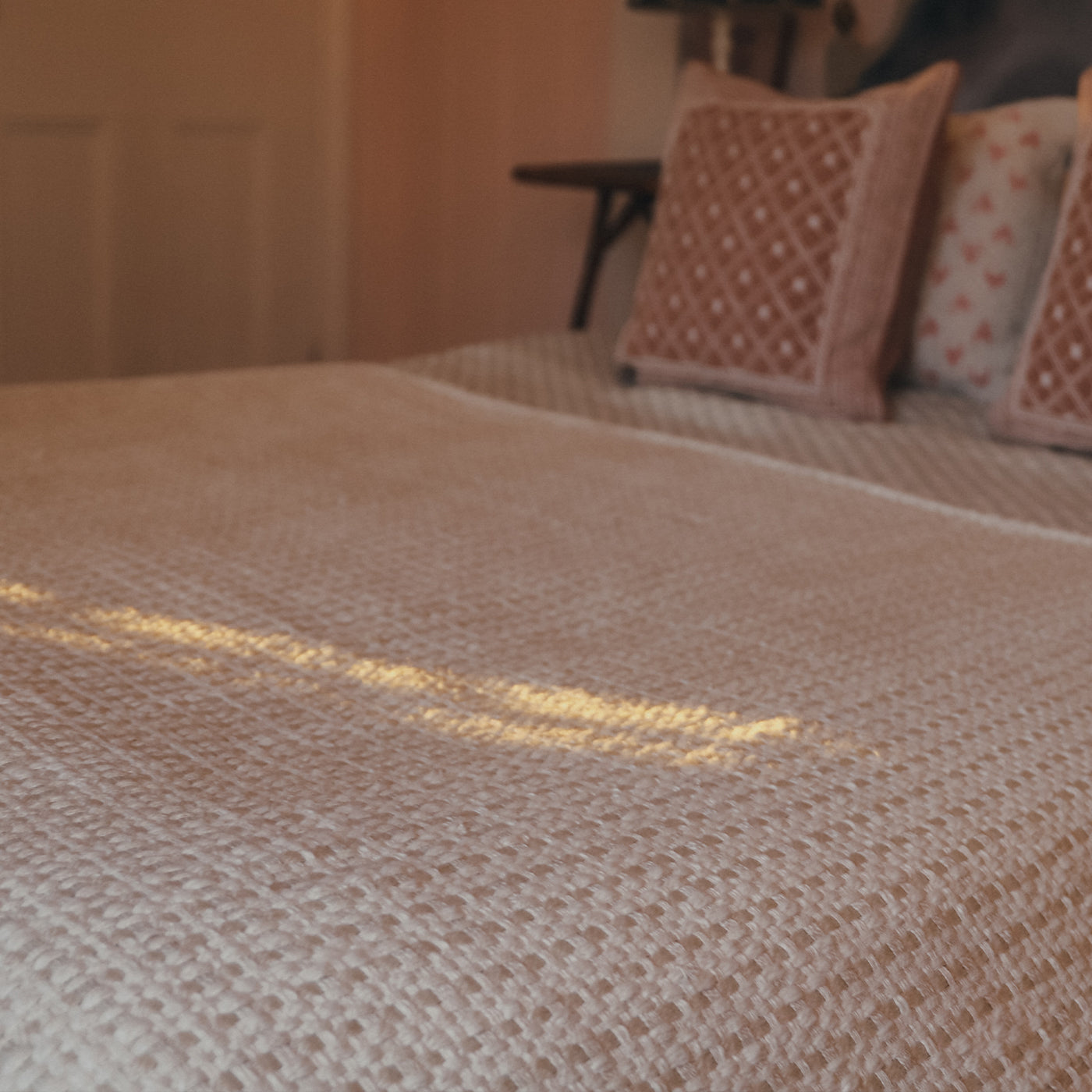 Basket Weave Natural Ecru Throw