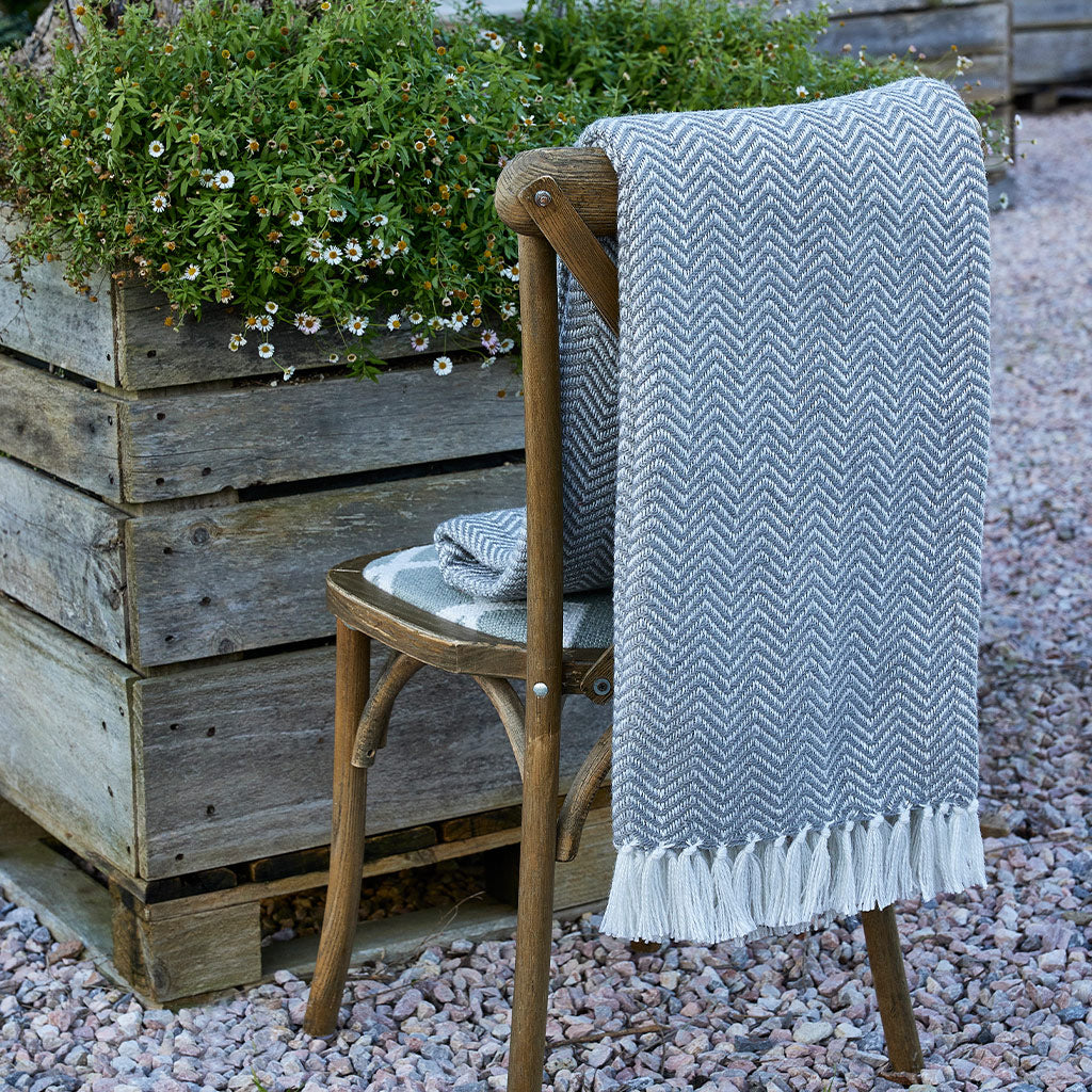 Herringbone Slate Grey Blanket