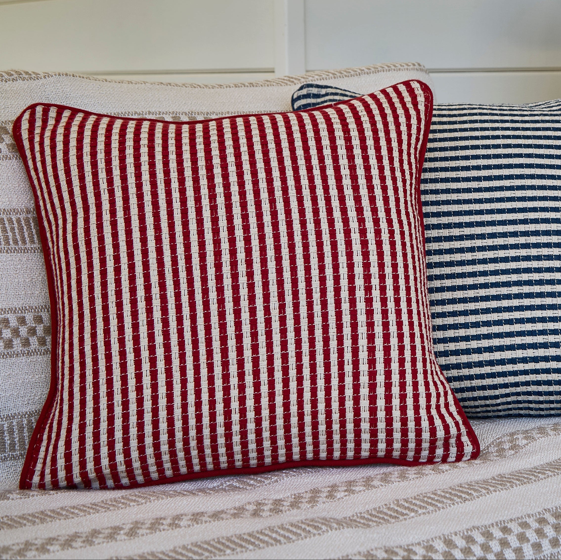 Pinstripe Chilli Red Cushion