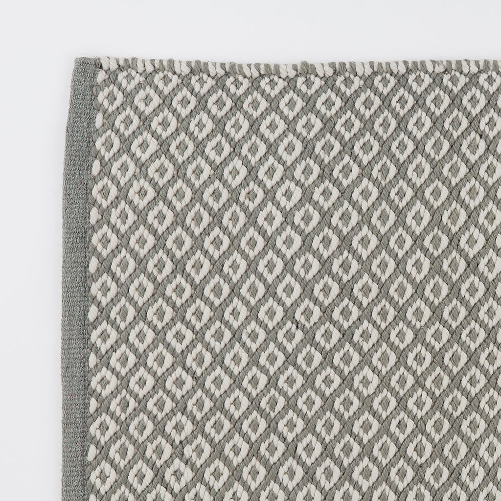 corner detail of dove grey thistle rug