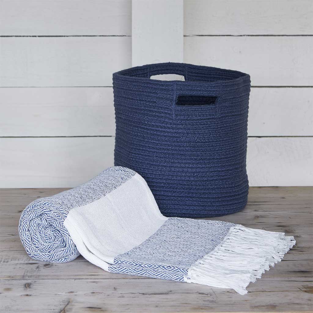 Navy Basket & Throw Bundle