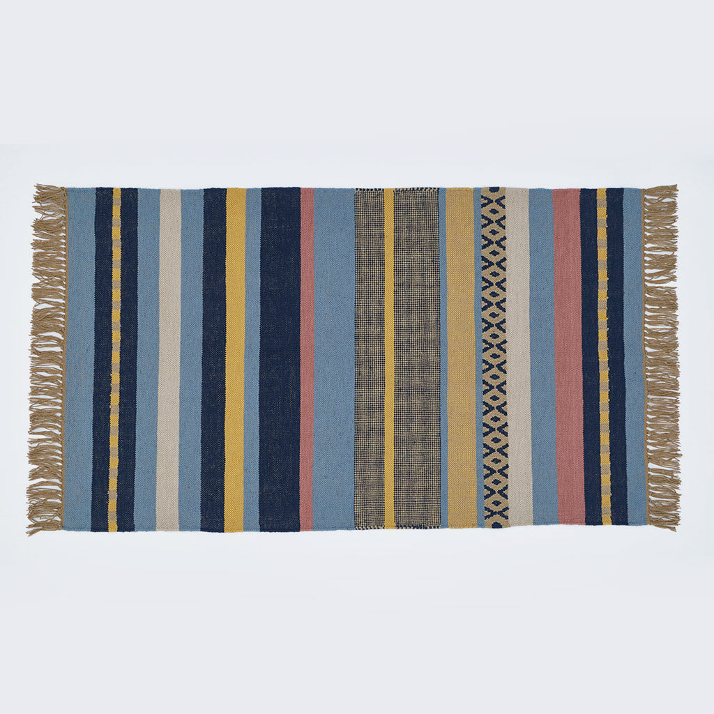 blue stripe rug cut out