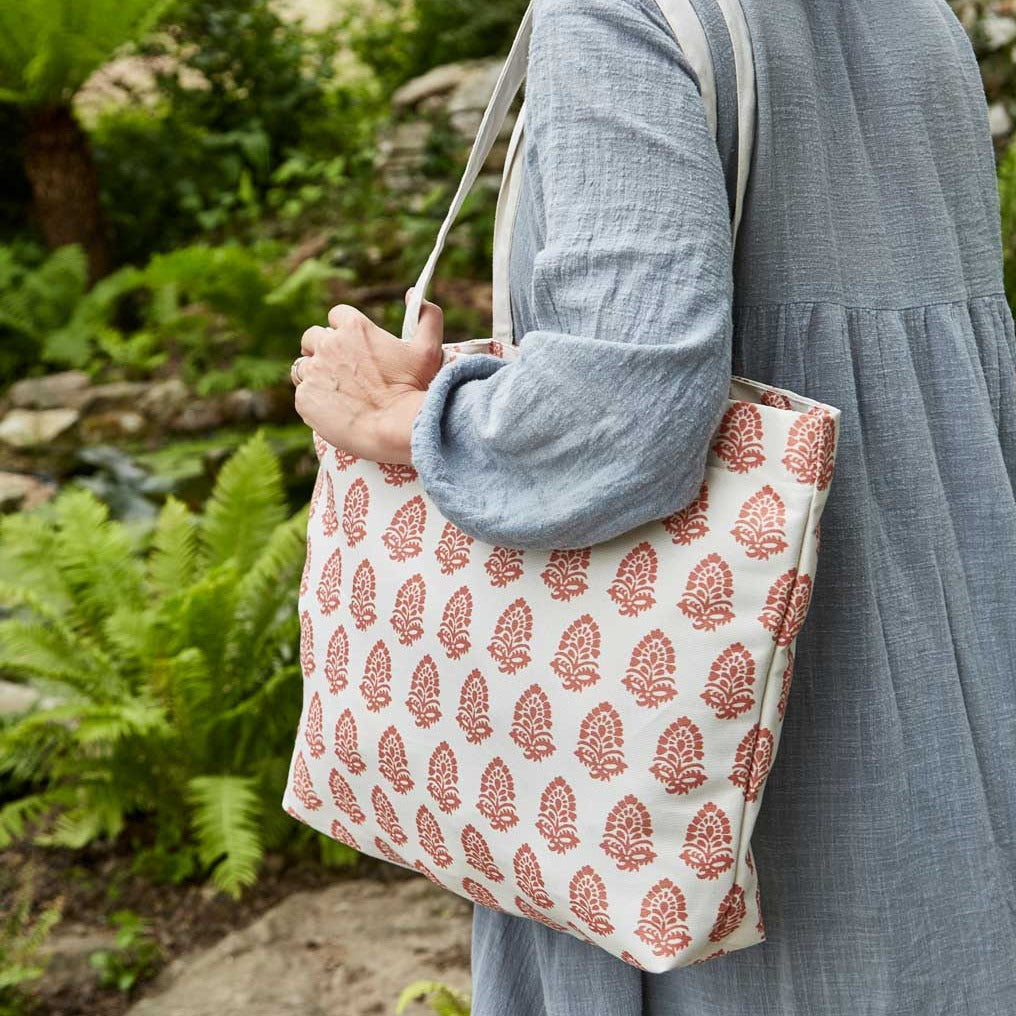 Jaipur Acorn Coral Canvas Bag