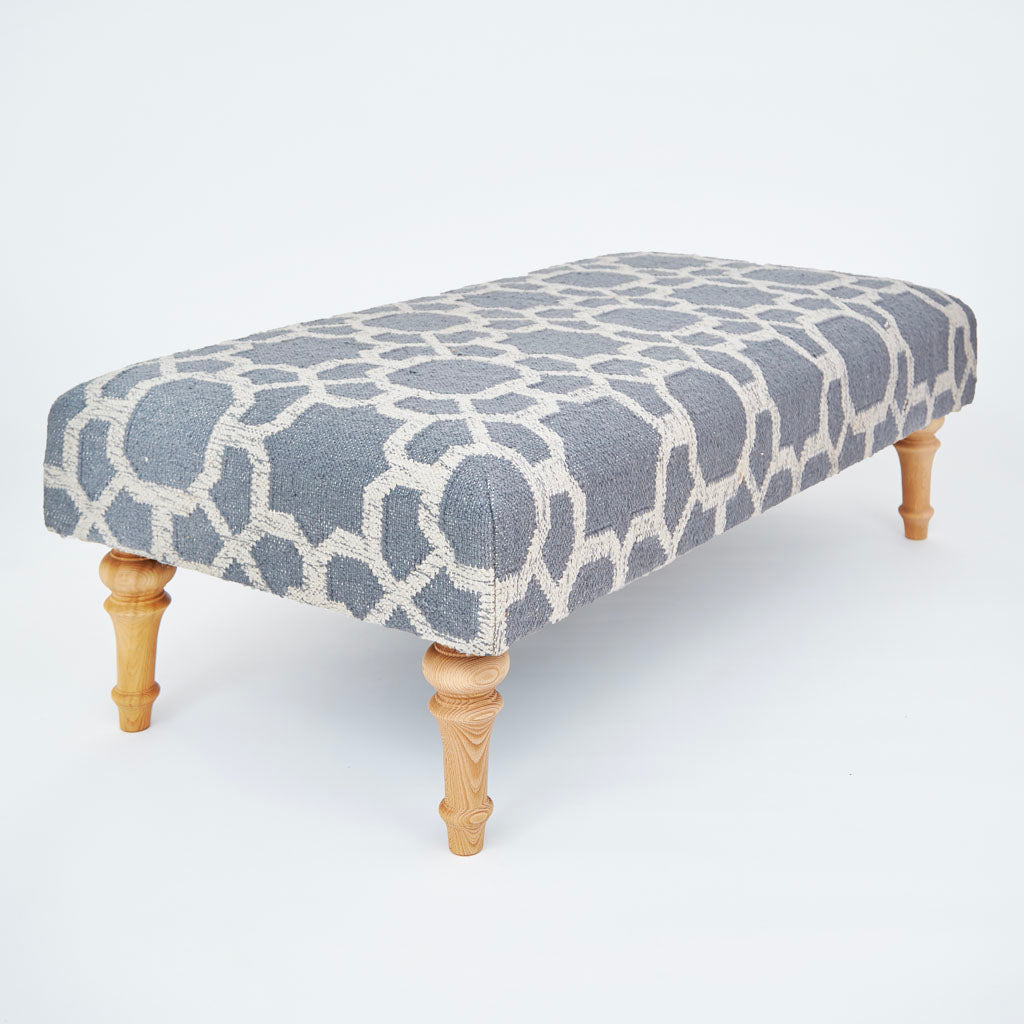 Blue ottoman shop with gold legs