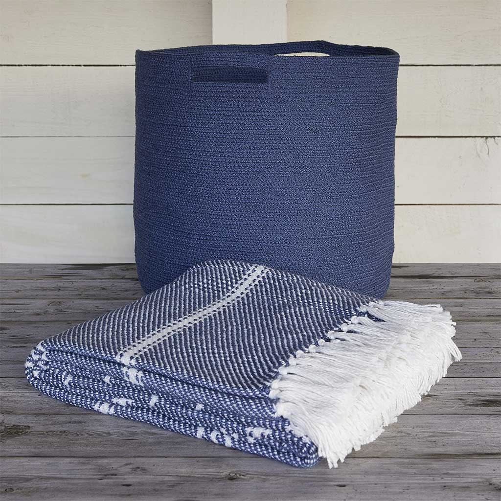 Navy Basket & Blanket Bundle