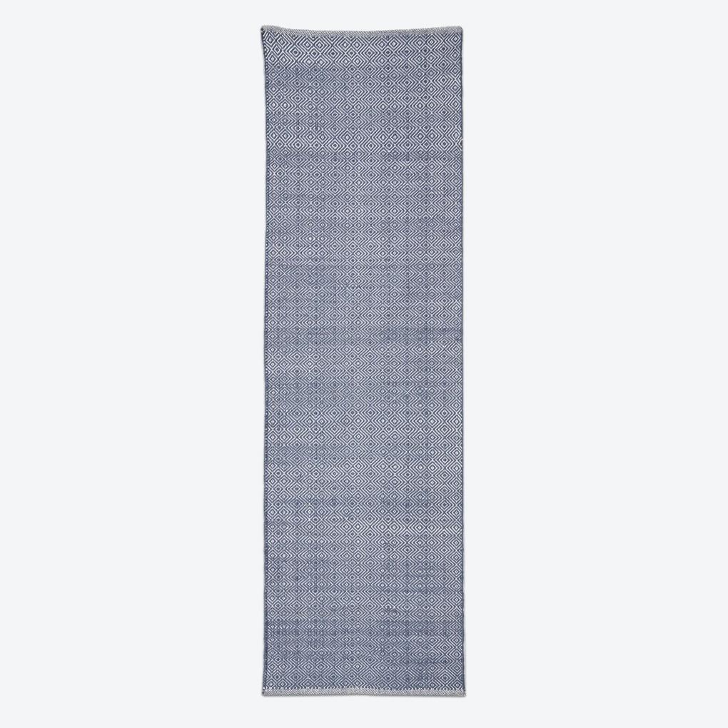 Diamond navy runner rug