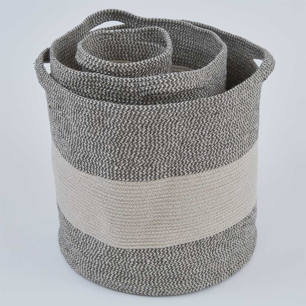 Oatmeal & Charcoal Braided Basket