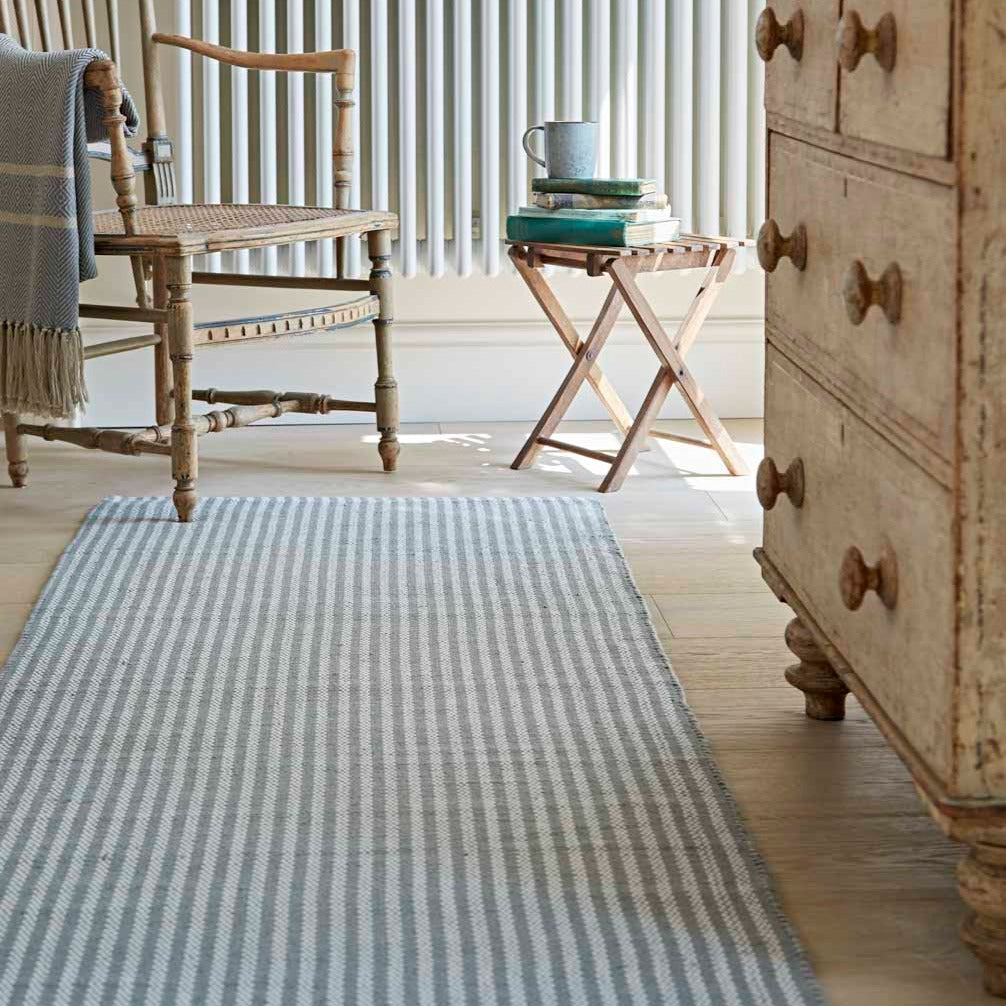 Polperro Stripe Dove Grey Runner Rug