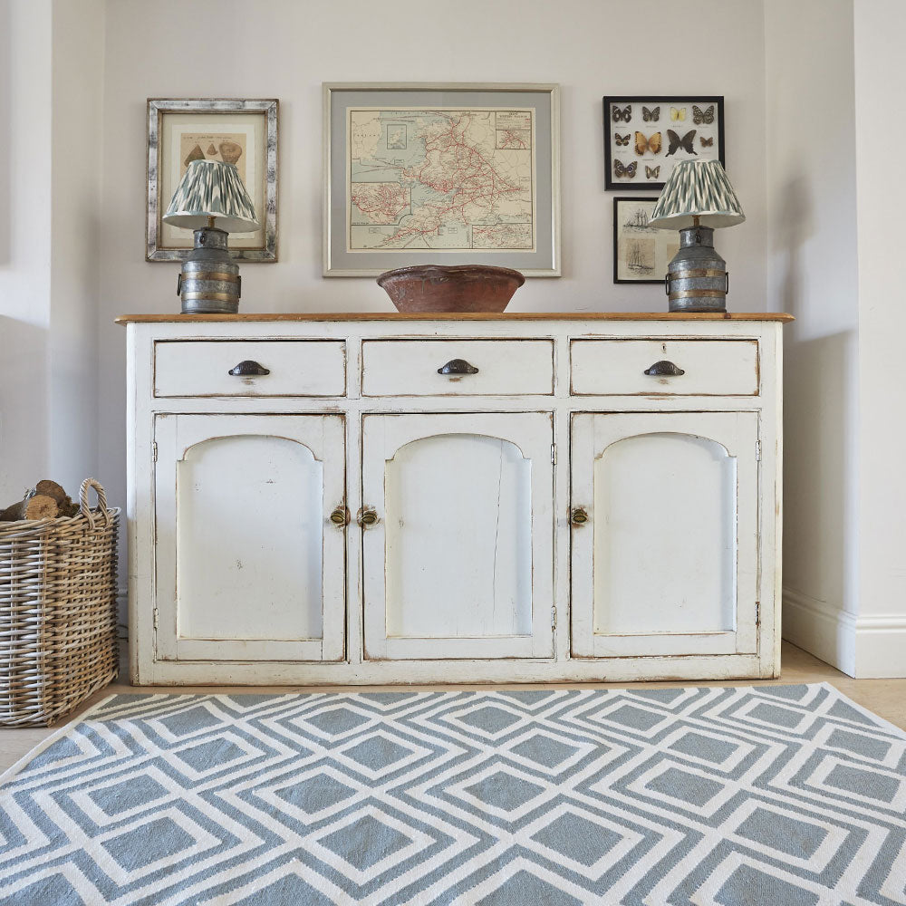 Iris Dove Grey Rug with sideboard