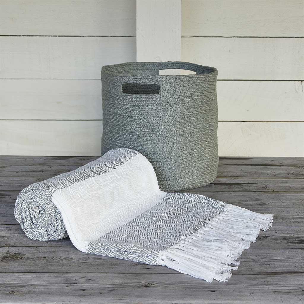 Dove Grey Basket & Throw Bundle