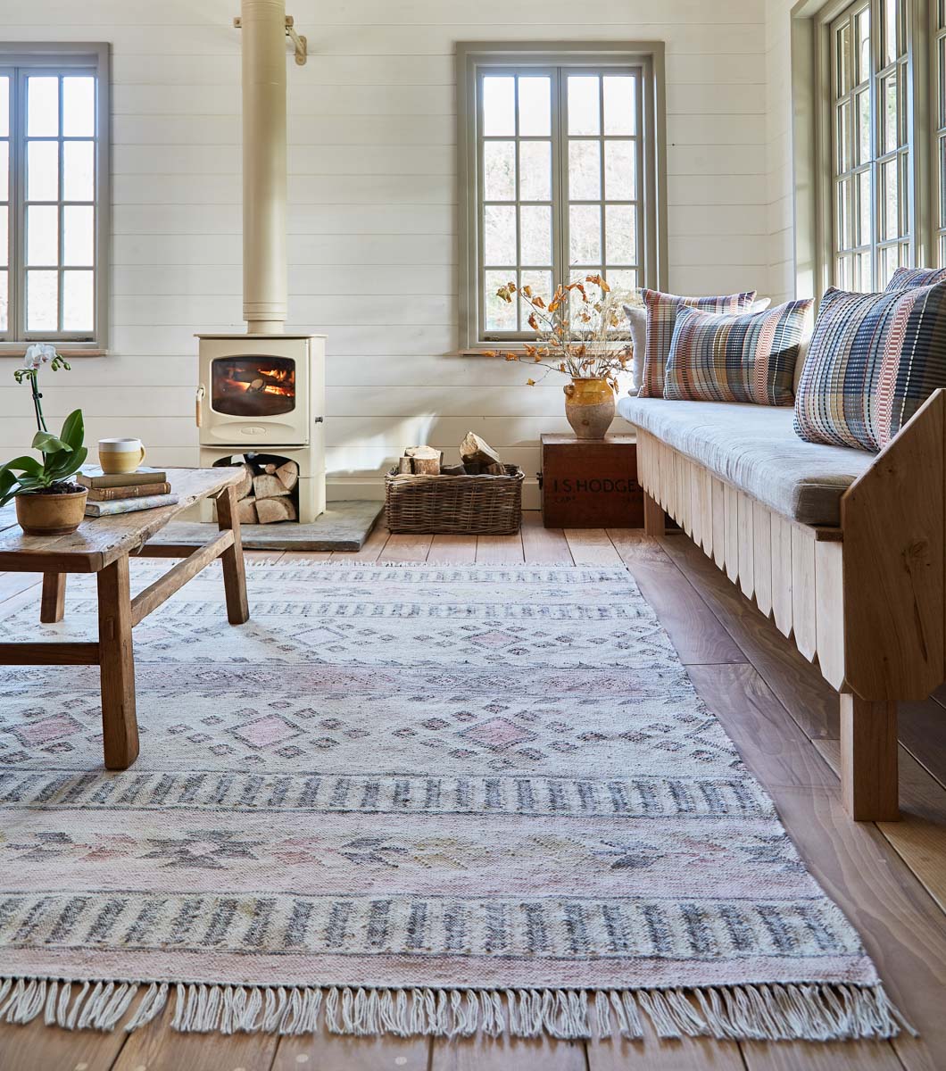 Madras Pink Cushions with an Andalucia Cadiz Rug