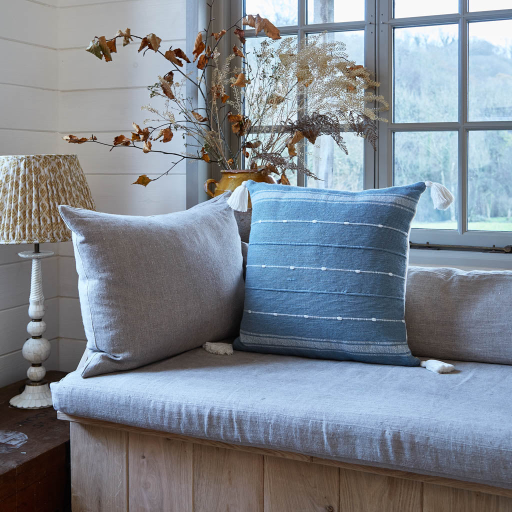 Sky Blue Tassel Cushion
