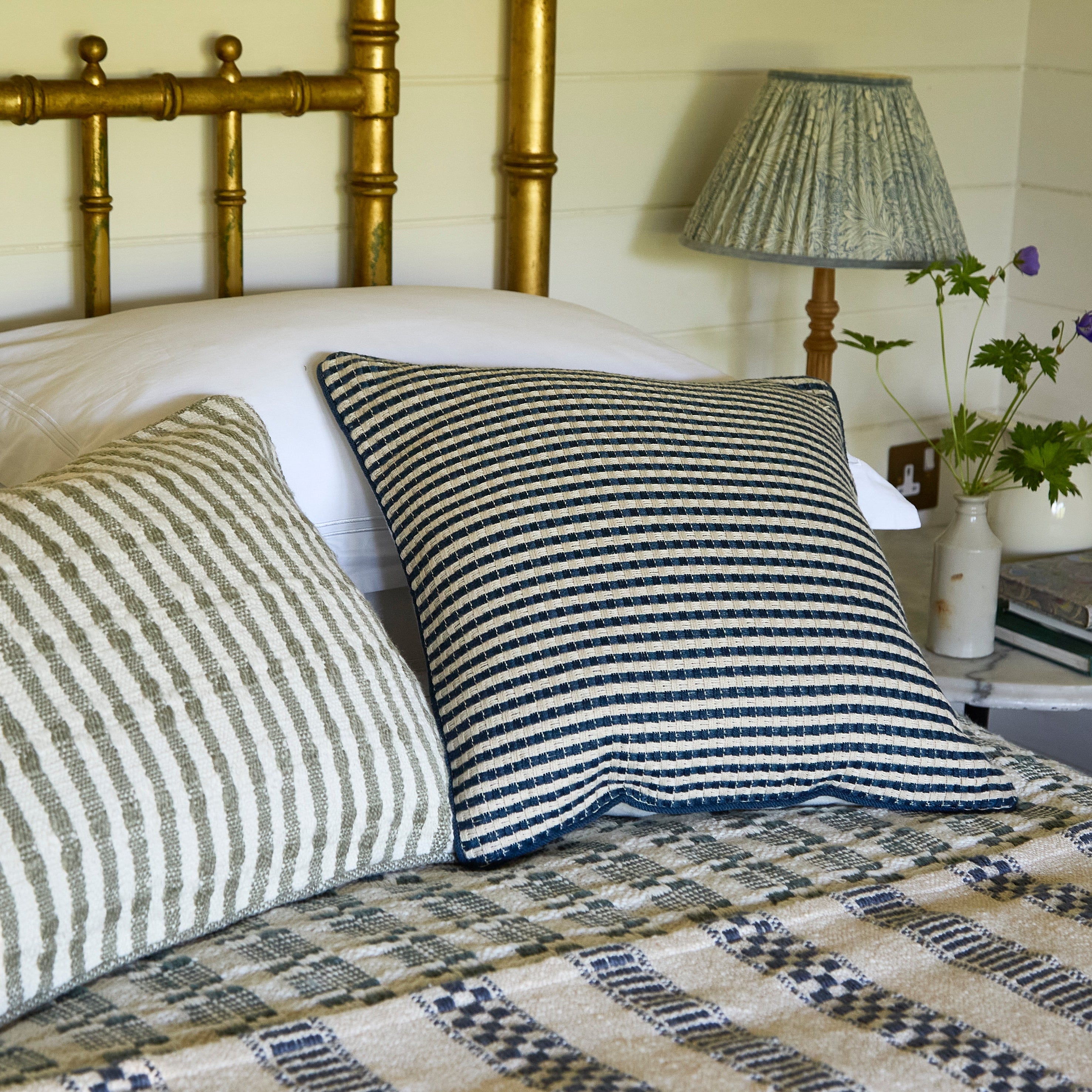 Pinstripe Navy Cushion