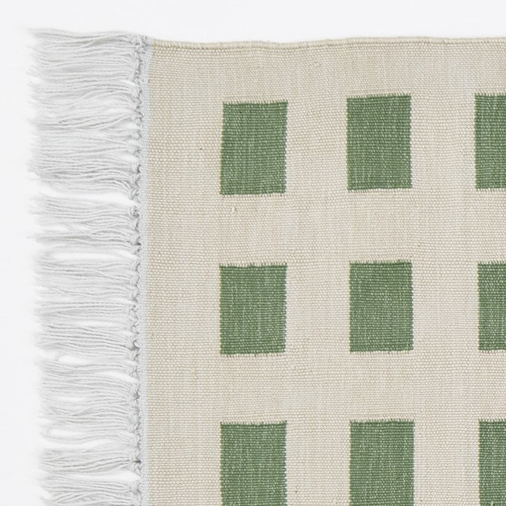 green and neutral checked rug design