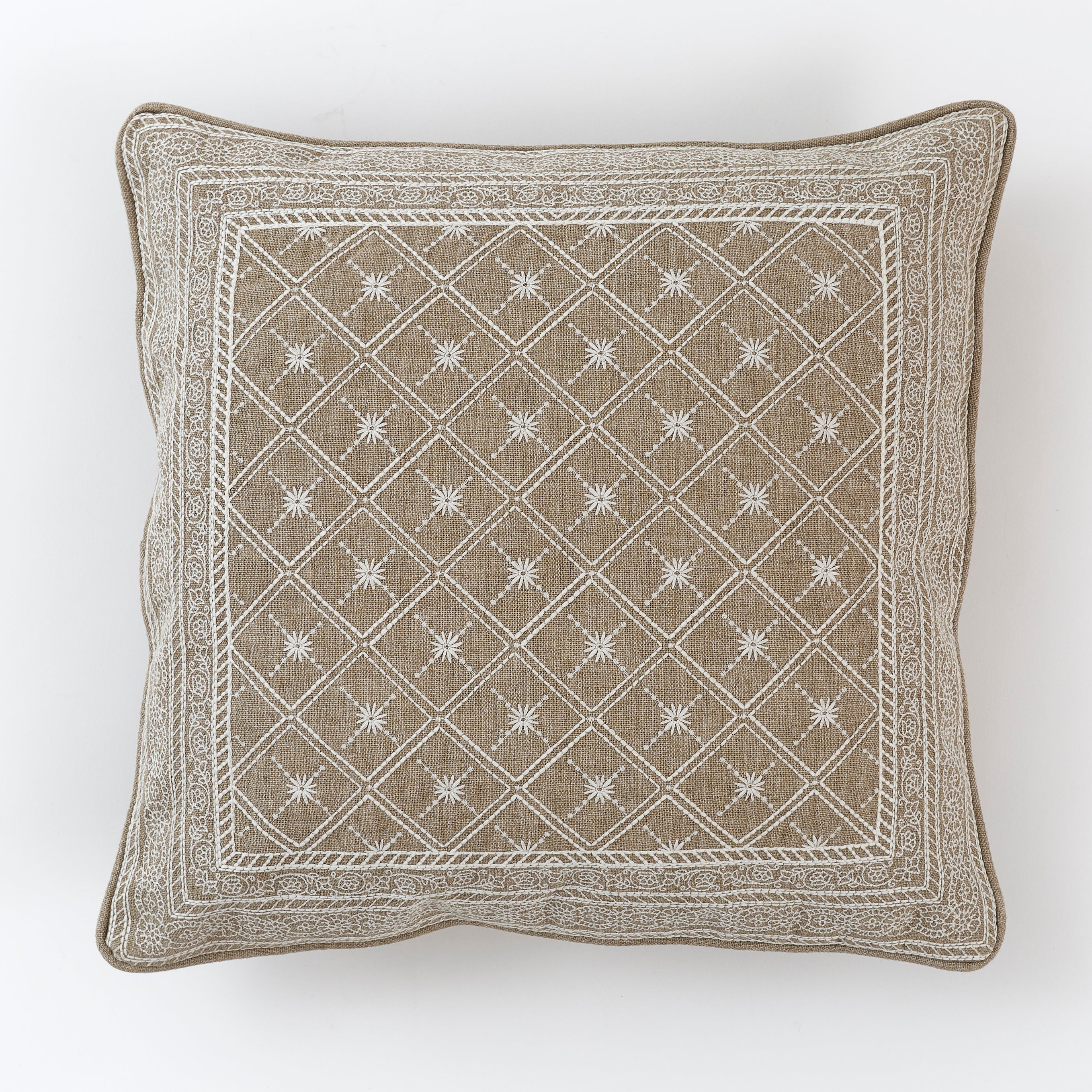 Lucknow Star Natural Flax Cushion