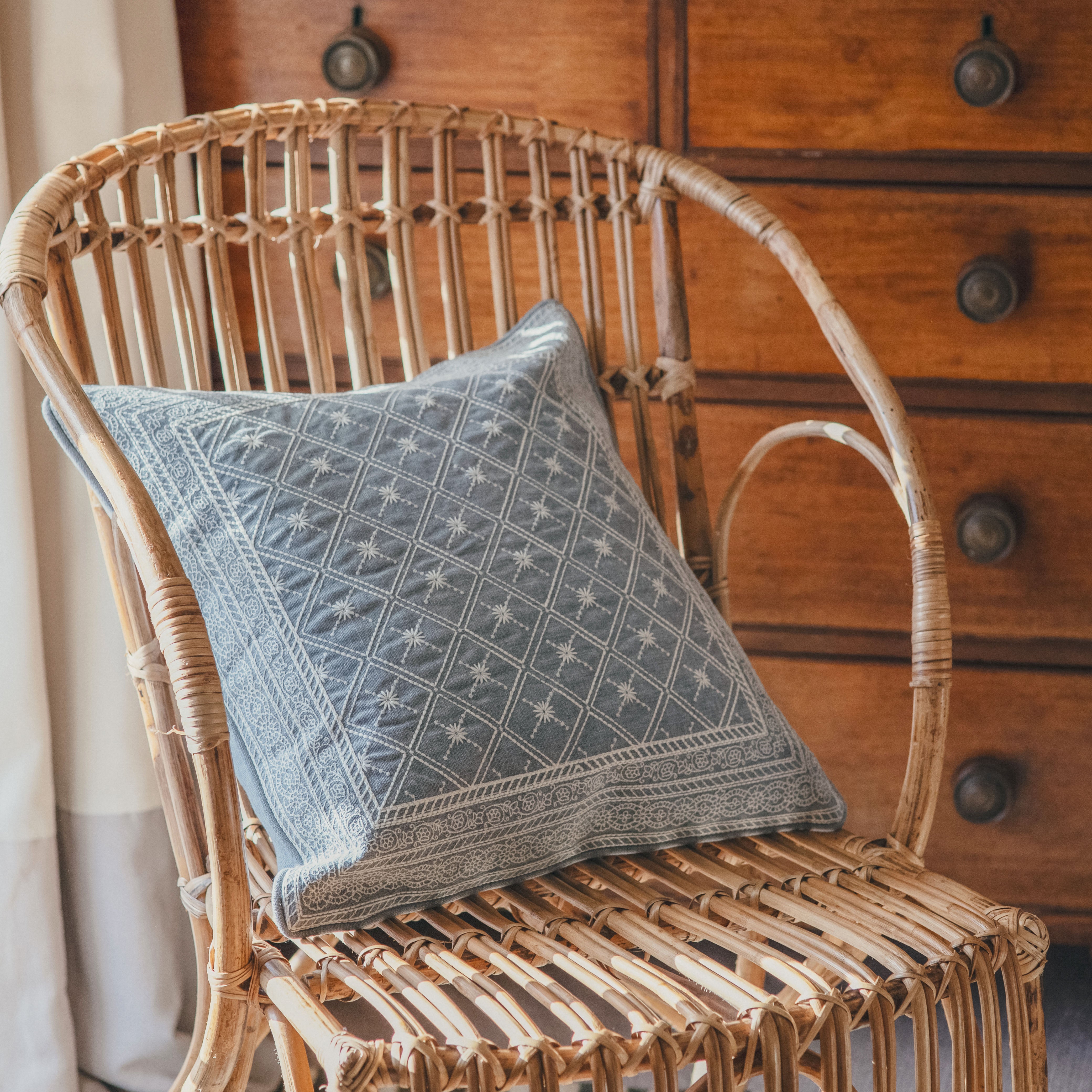 Lucknow Star Pottery Blue Cushion