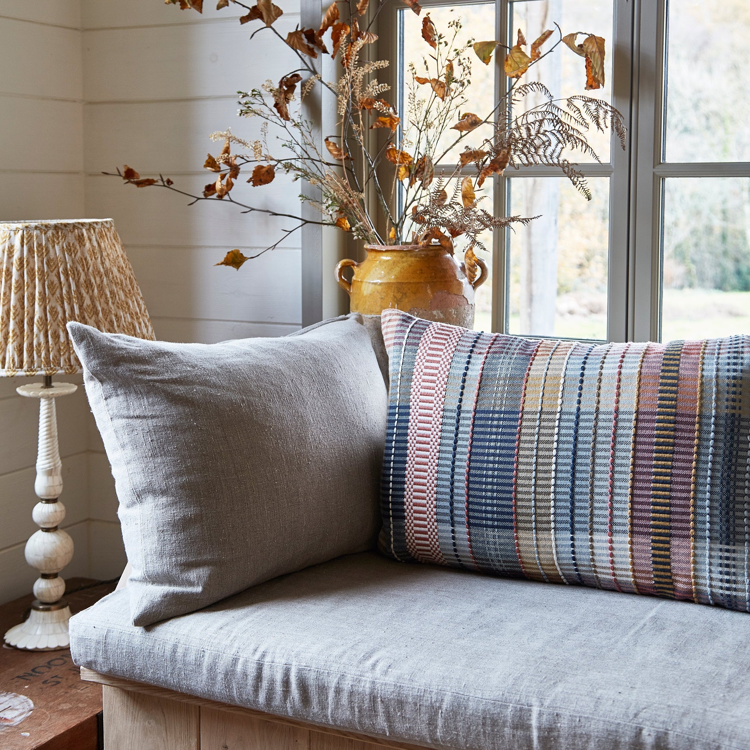 Madras Pink Check Cushion