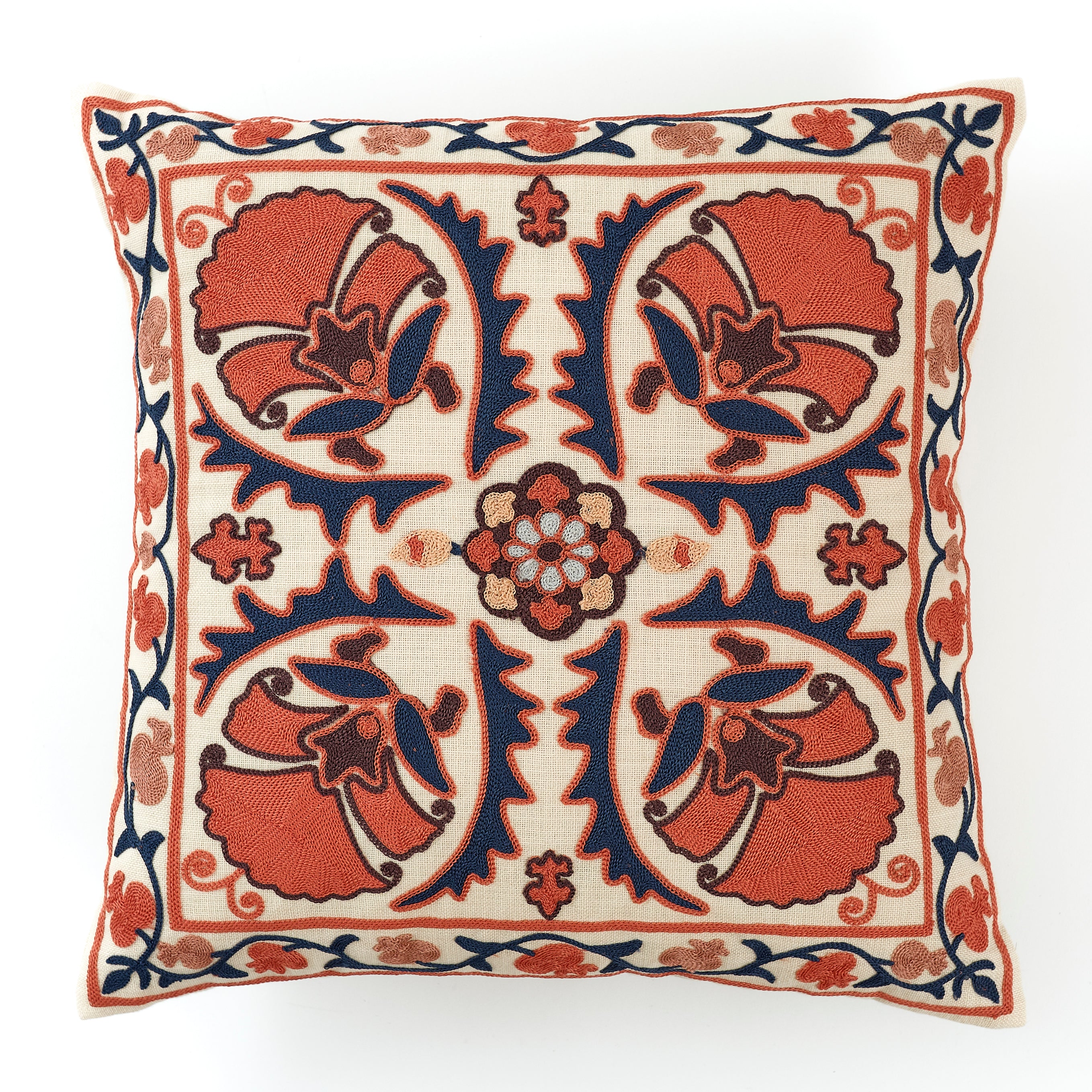 Suzani Marigold Coral Cushion
