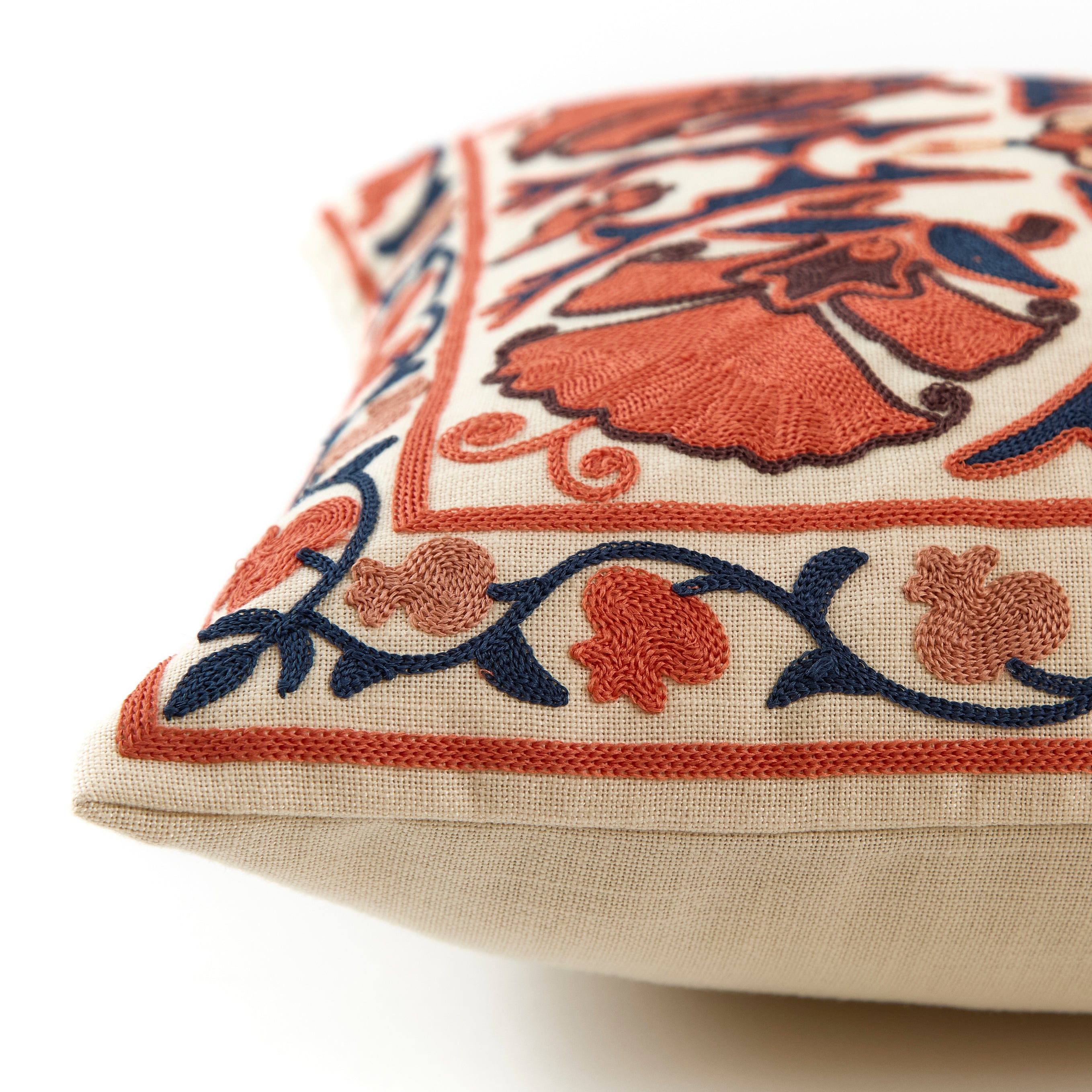 Suzani Marigold Coral Cushion