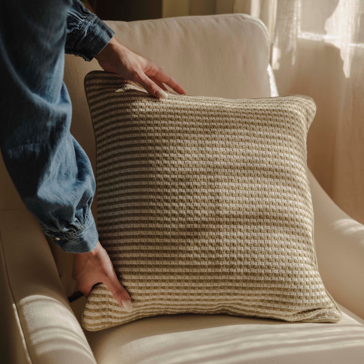 Pinstripe Eucalyptus Cushion