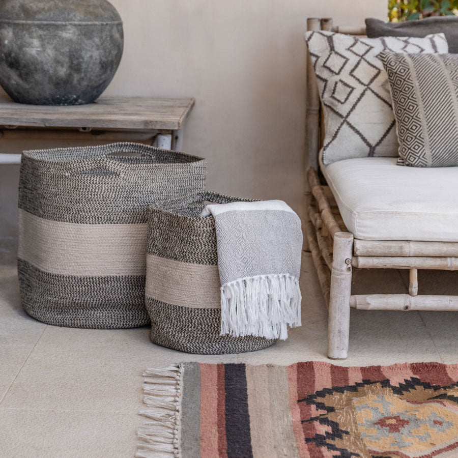 Oatmeal & Charcoal Braided Basket