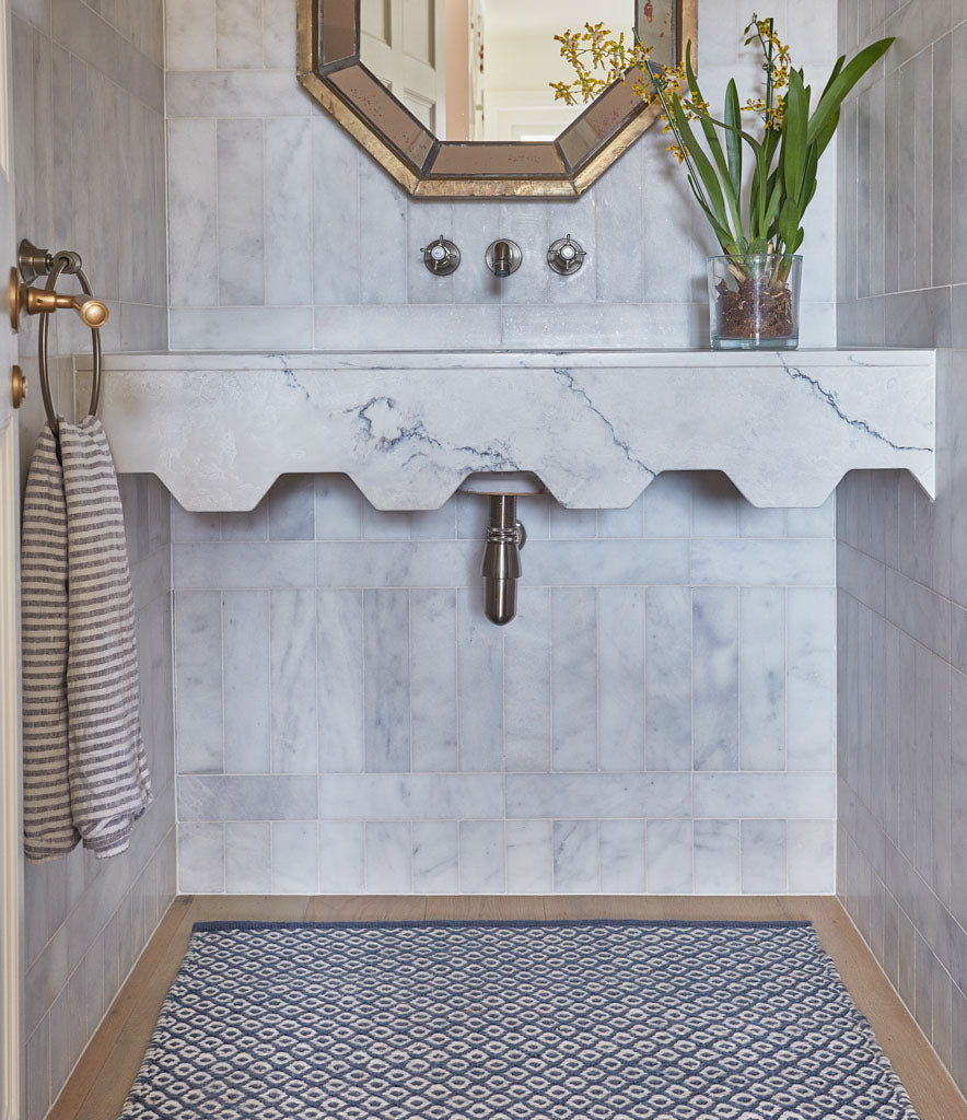 thistle navy rug under sink 