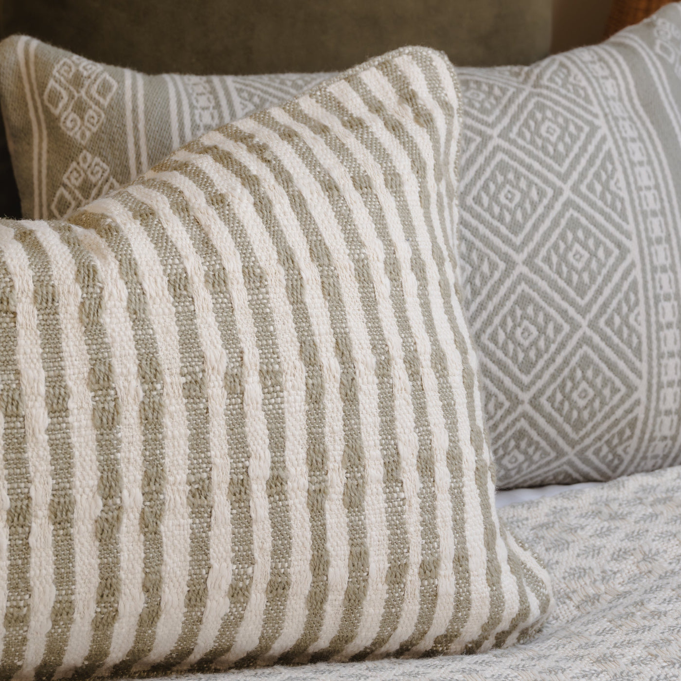 Breton Stripe Eucalyptus Cushion