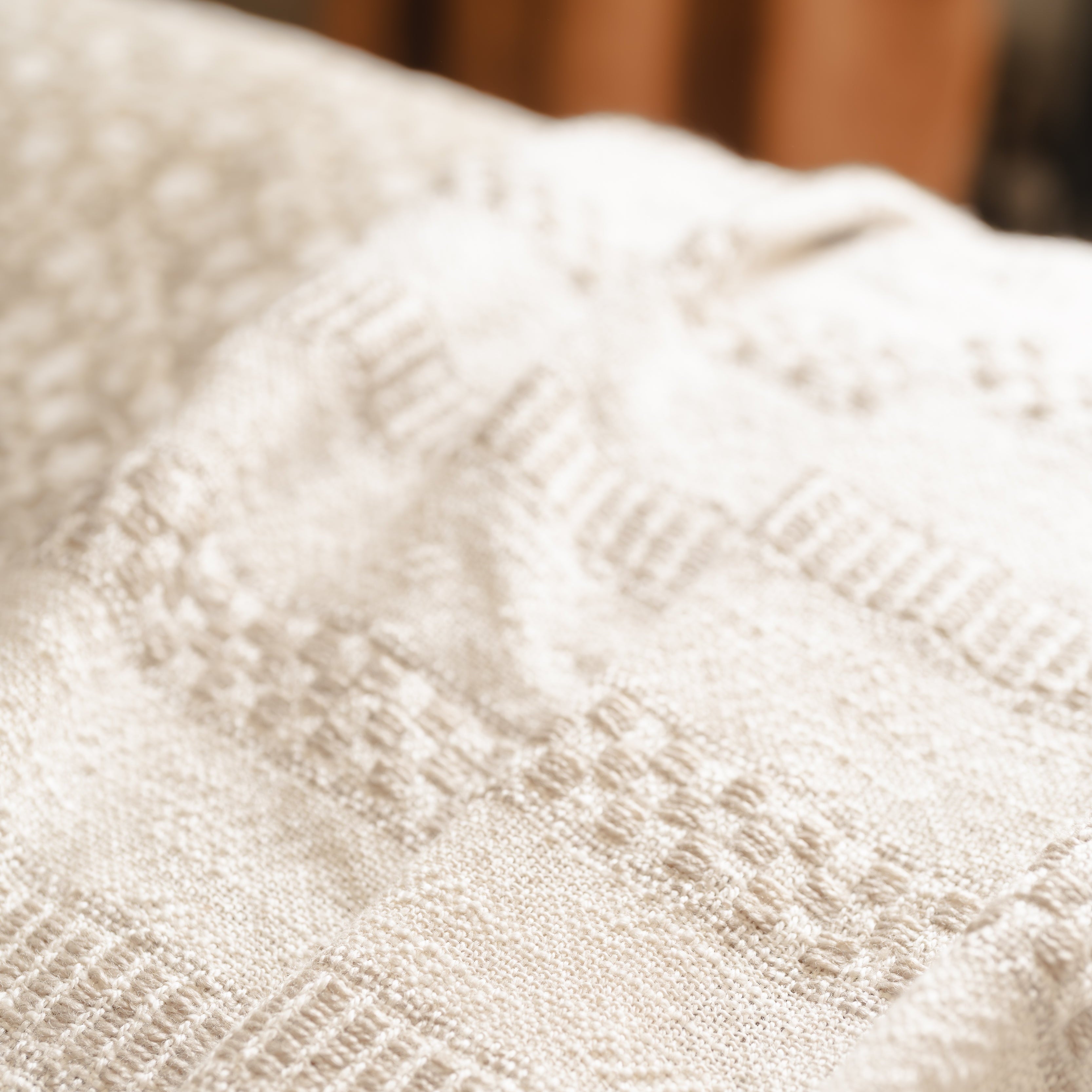 Kalami Natural Blanket | Handwoven Recycled Blanket | Weaver Green