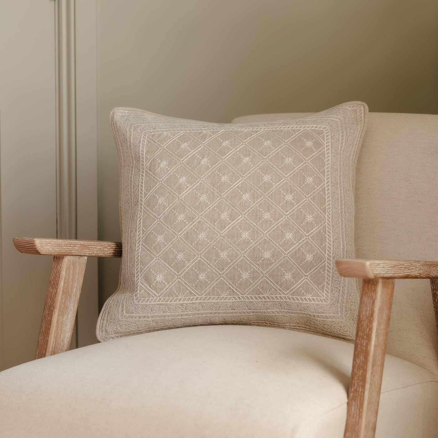 Lucknow Star Natural Flax Cushion