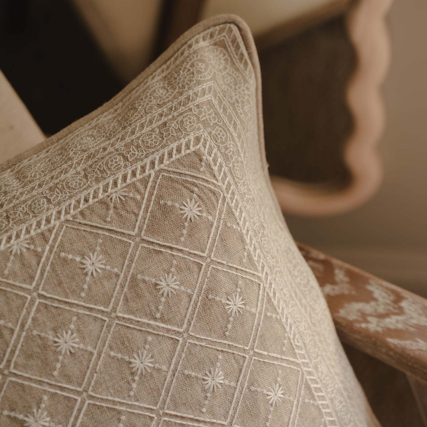 Lucknow Star Natural Flax Cushion