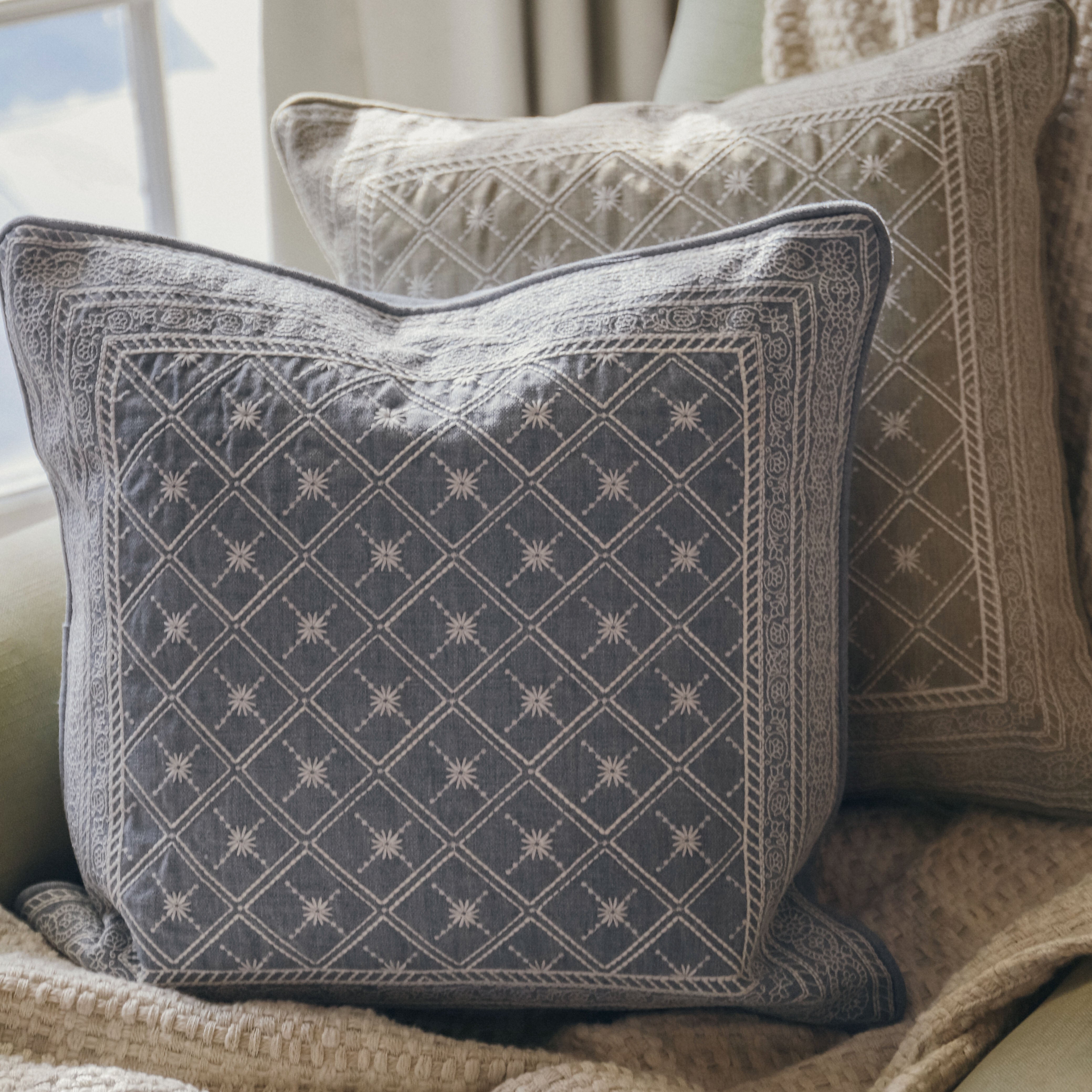 Lucknow Star Pottery Blue Cushion