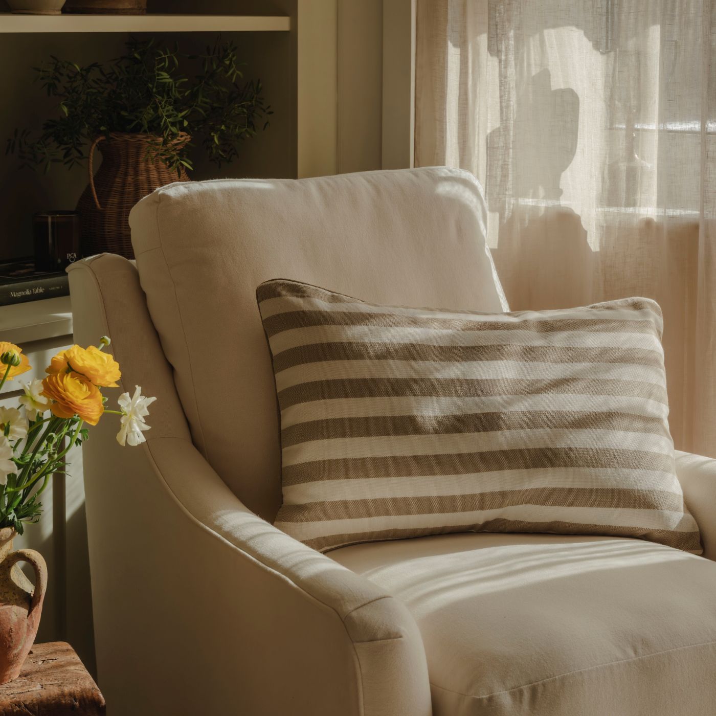 Whitsands Stripe Manzanilla Cushion