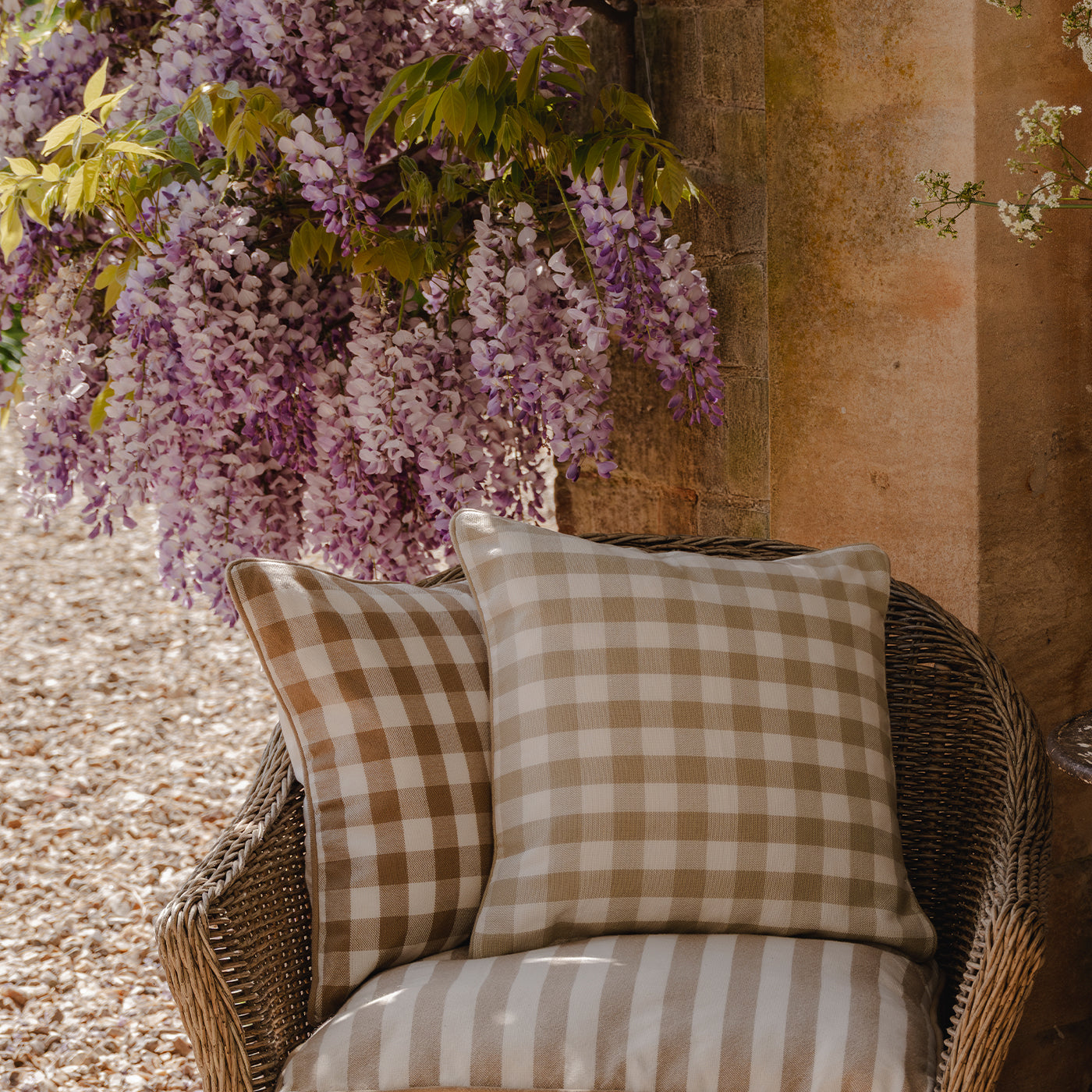 Cawsand Eucalyptus Checked Cushion