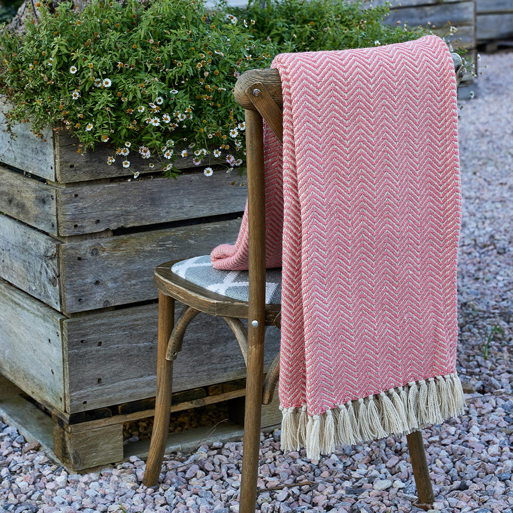 Coral Herringbone Blanket