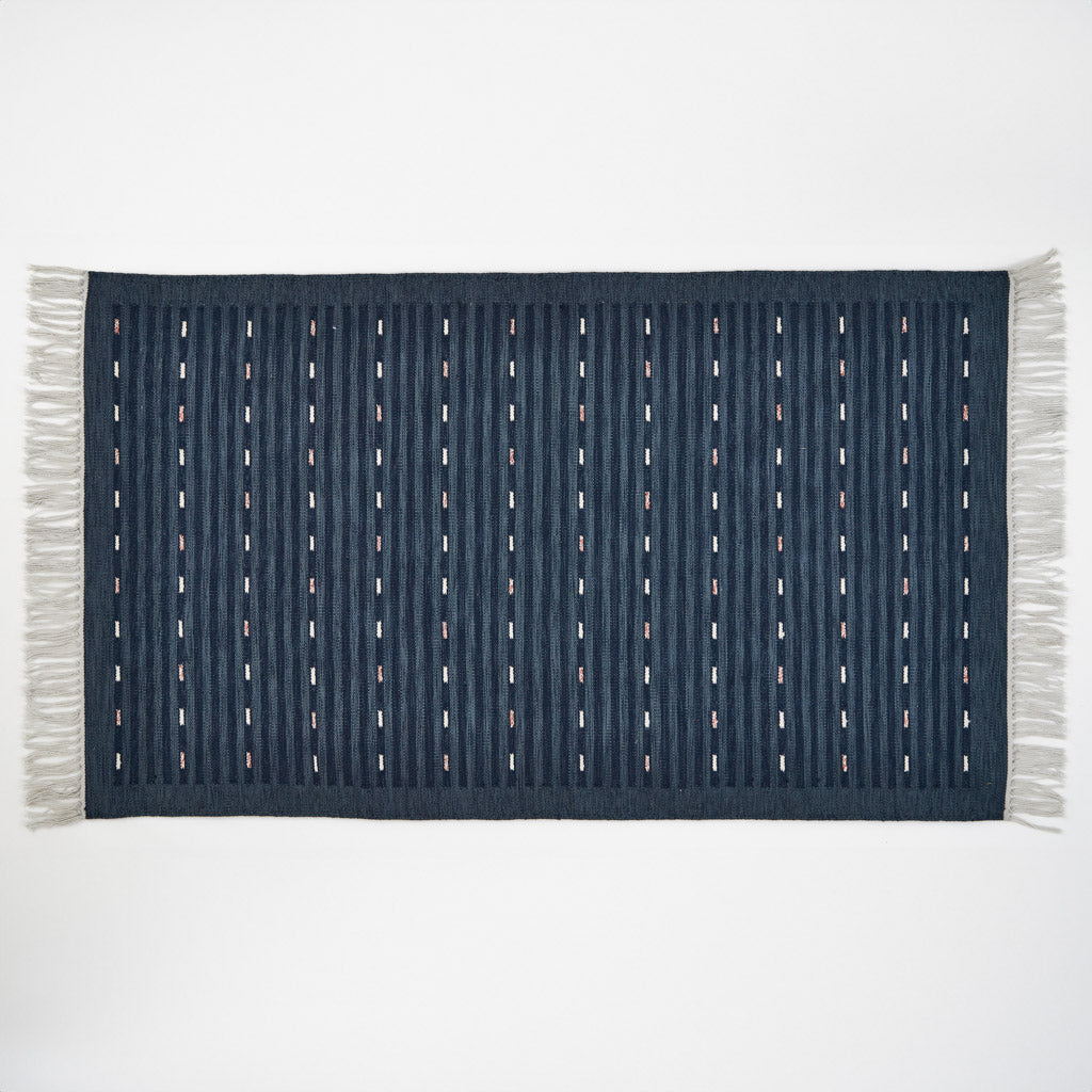 cosmo indigo striped rug 