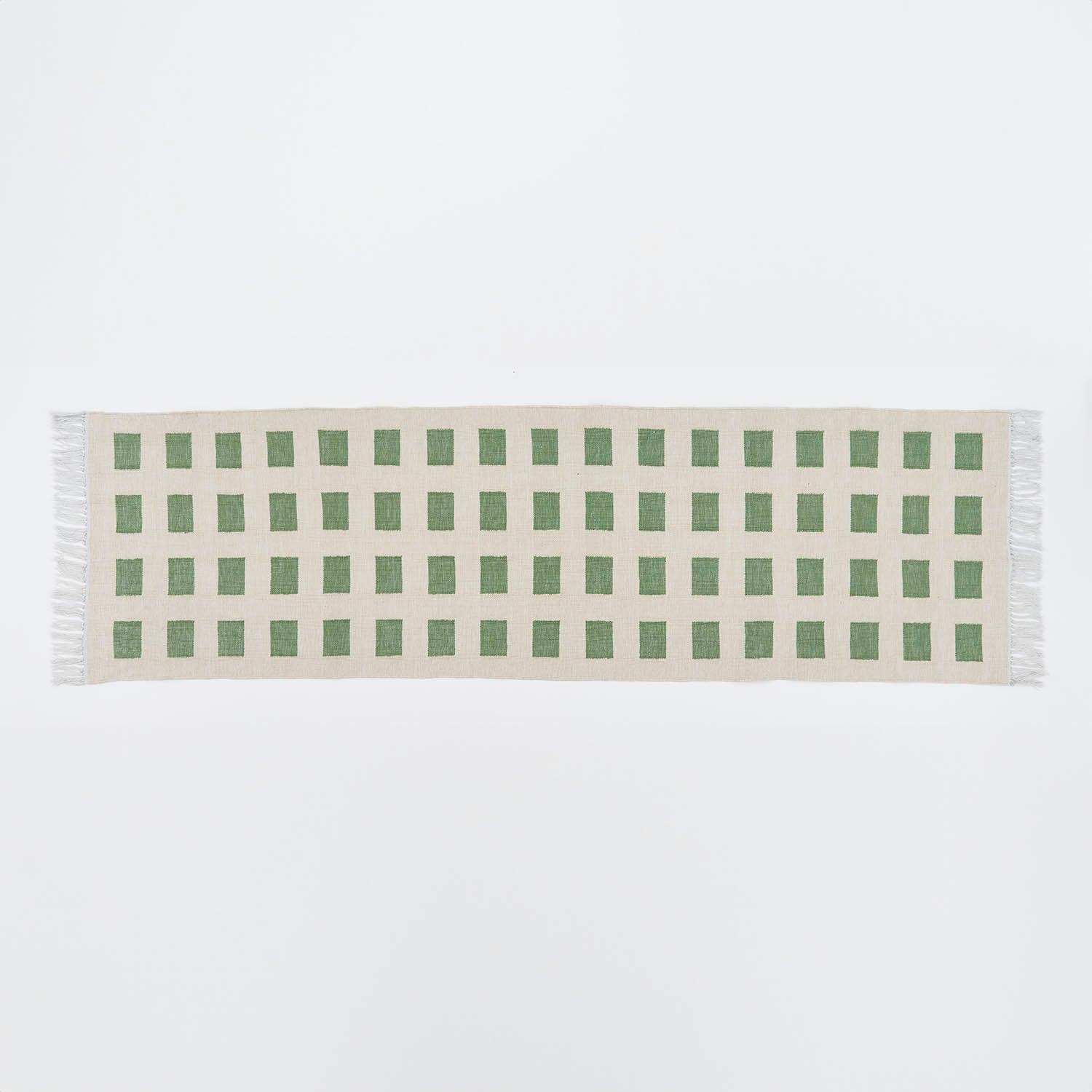 green and neutral checked rug design