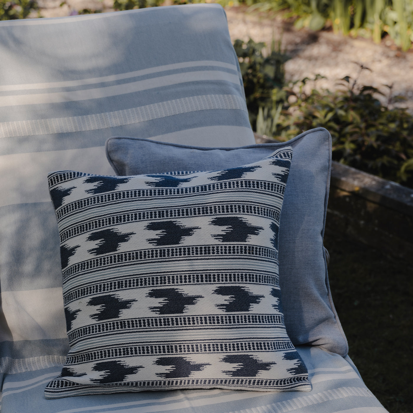 Ikat Stripe Indigo Cushion
